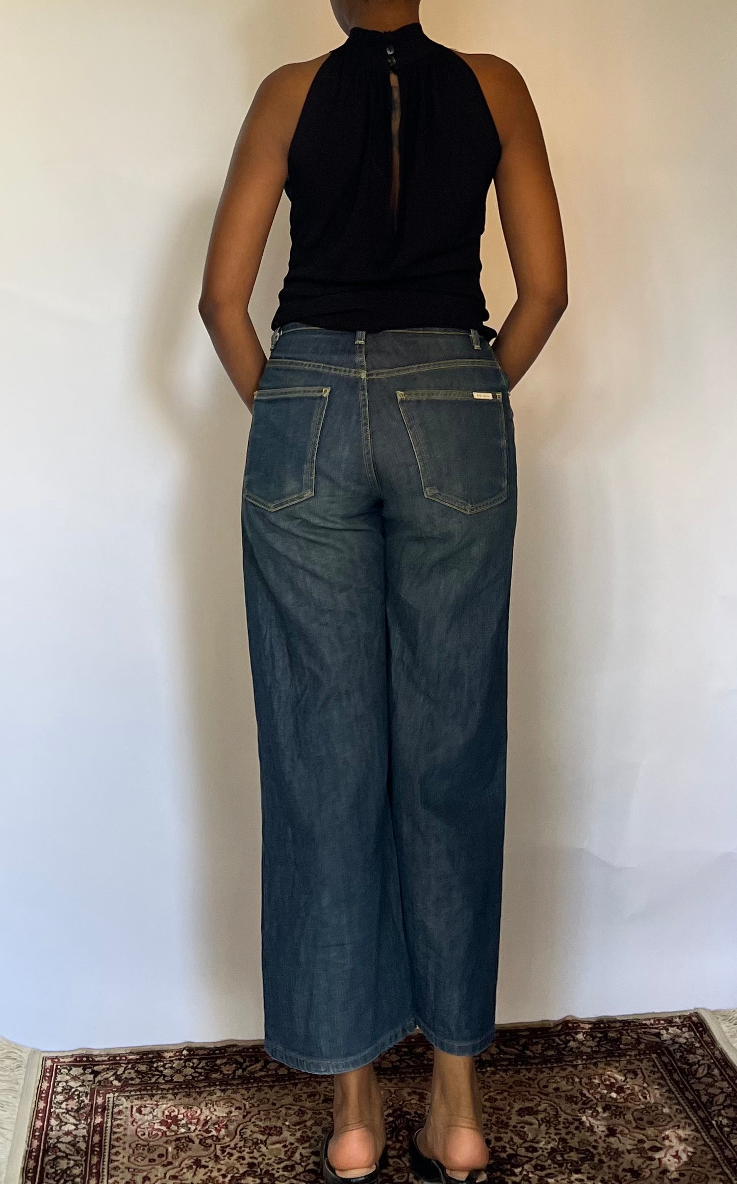 Dark wash wide leg jeans