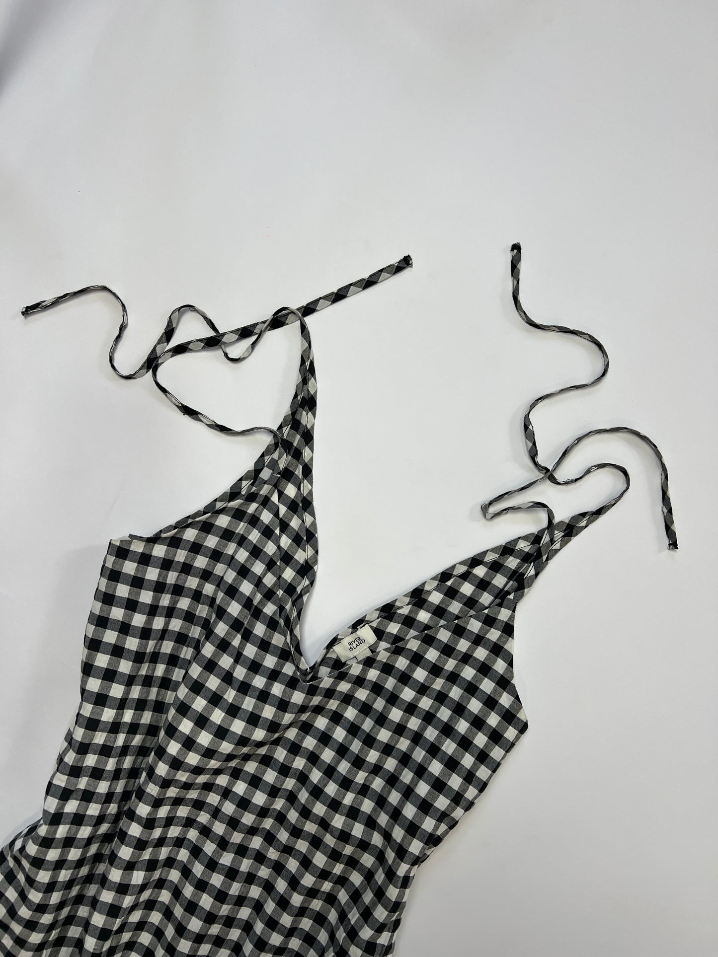 Gingham Tie-Shoulder Top