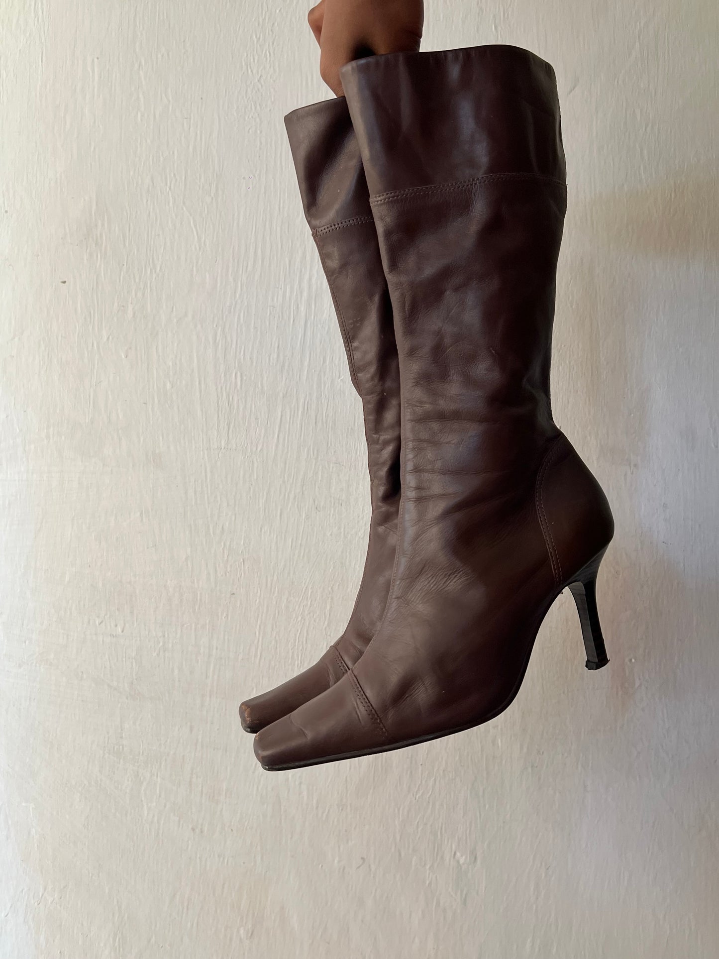 Square Toe Leather Boots