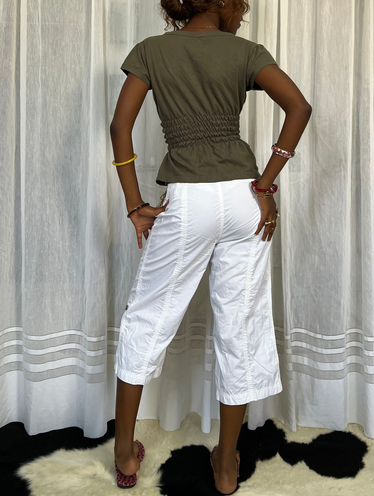 Olive Ruched Waist Top