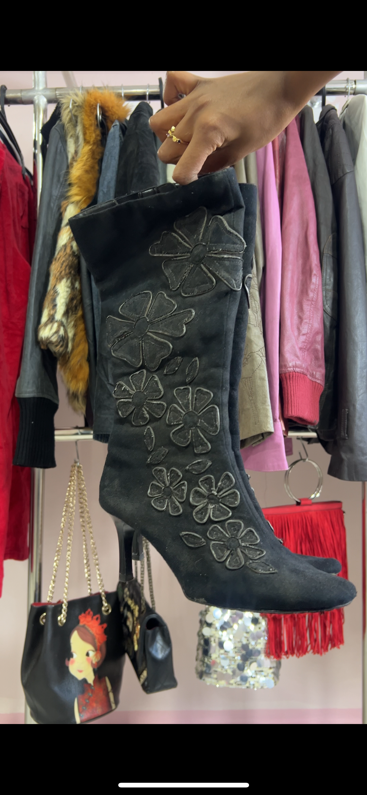 Black suede boots