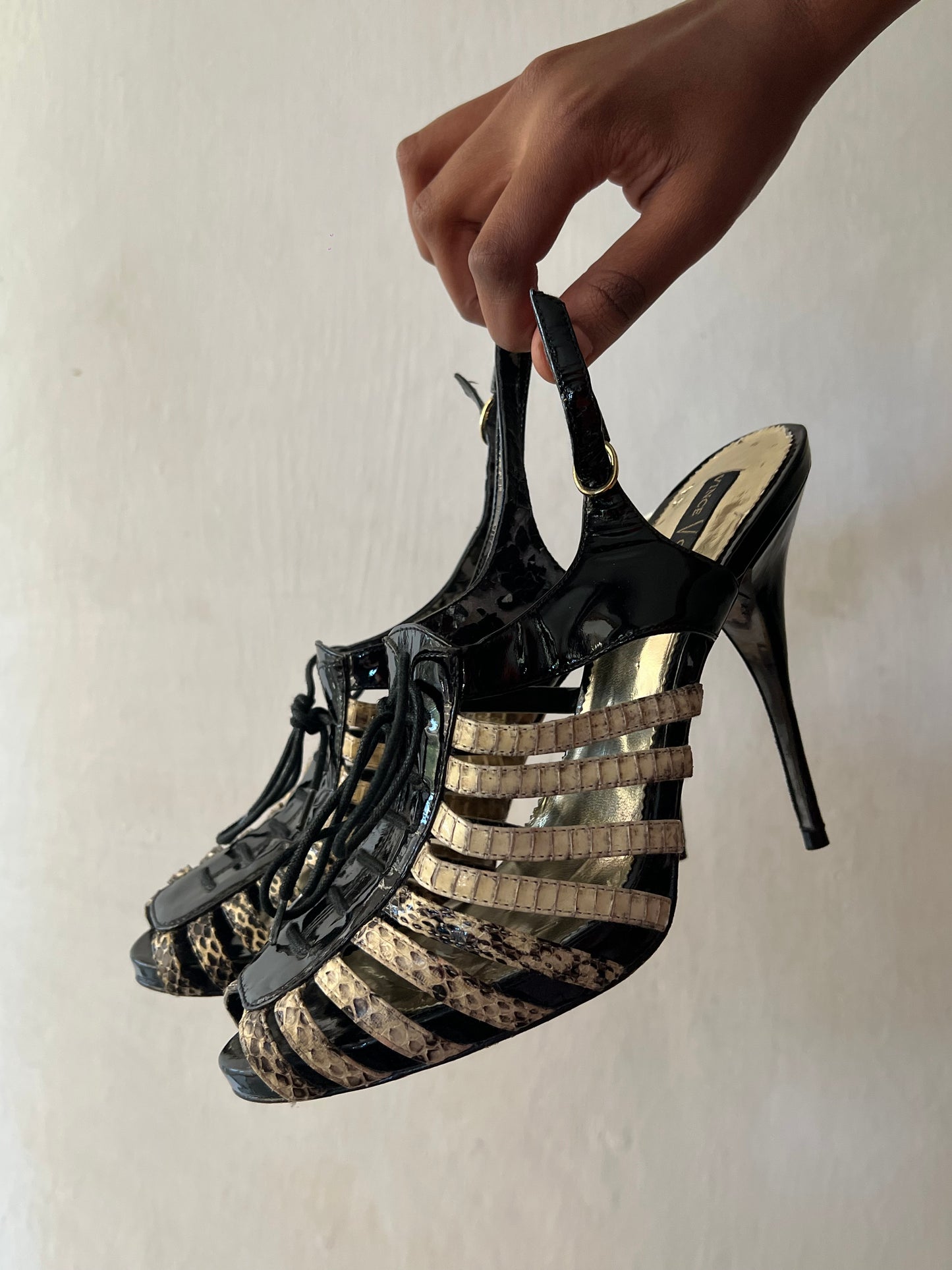 Snake Skin print  Gladiator Heels