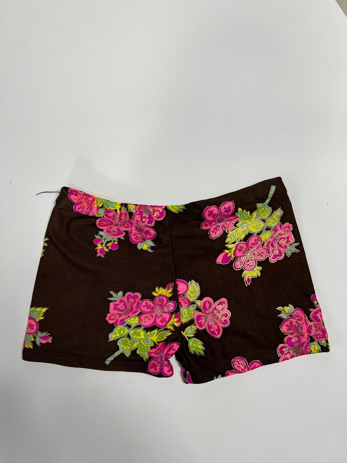 Chocolate brown floral swim shorts