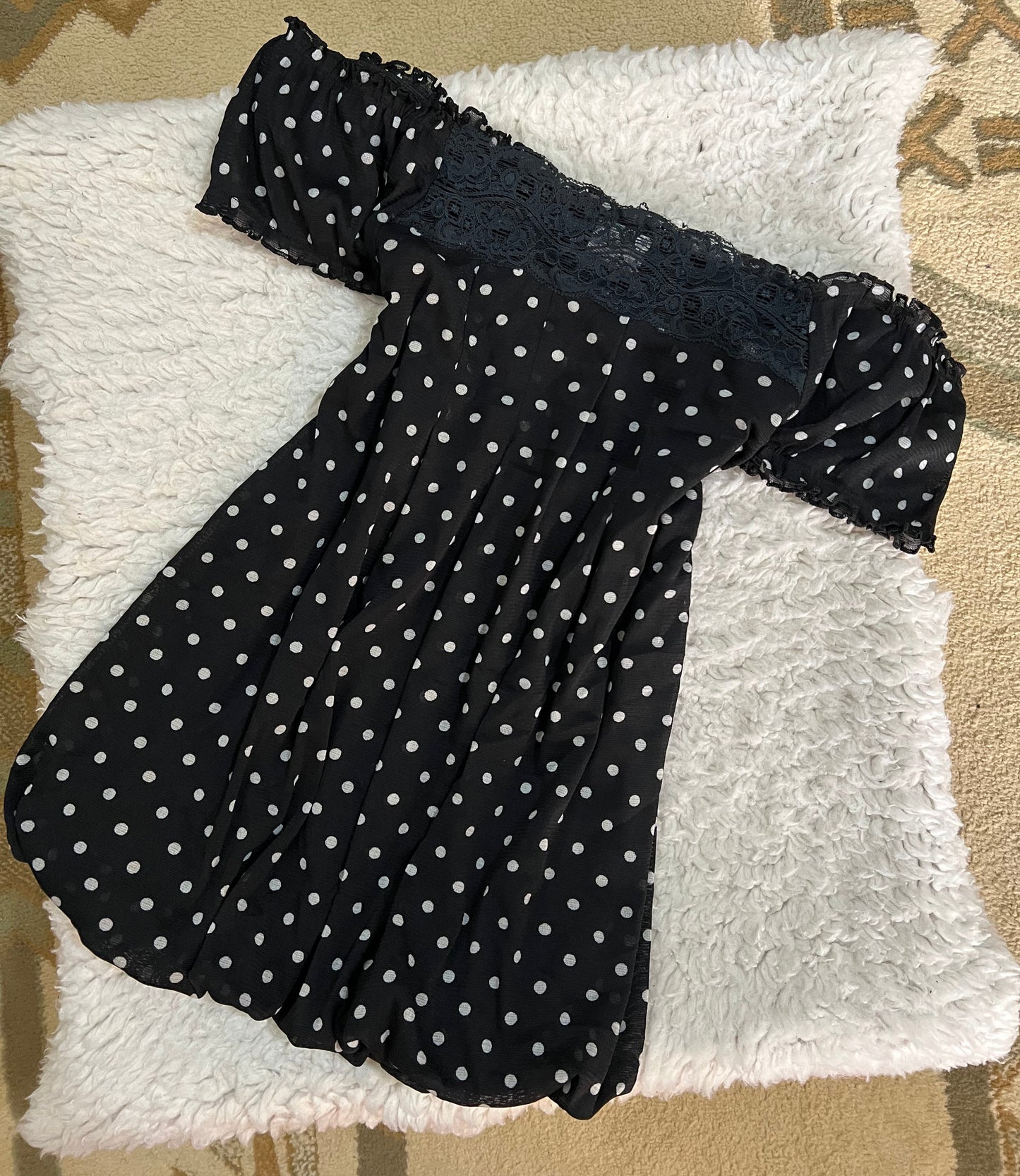 Black Polka Dot baby doll top