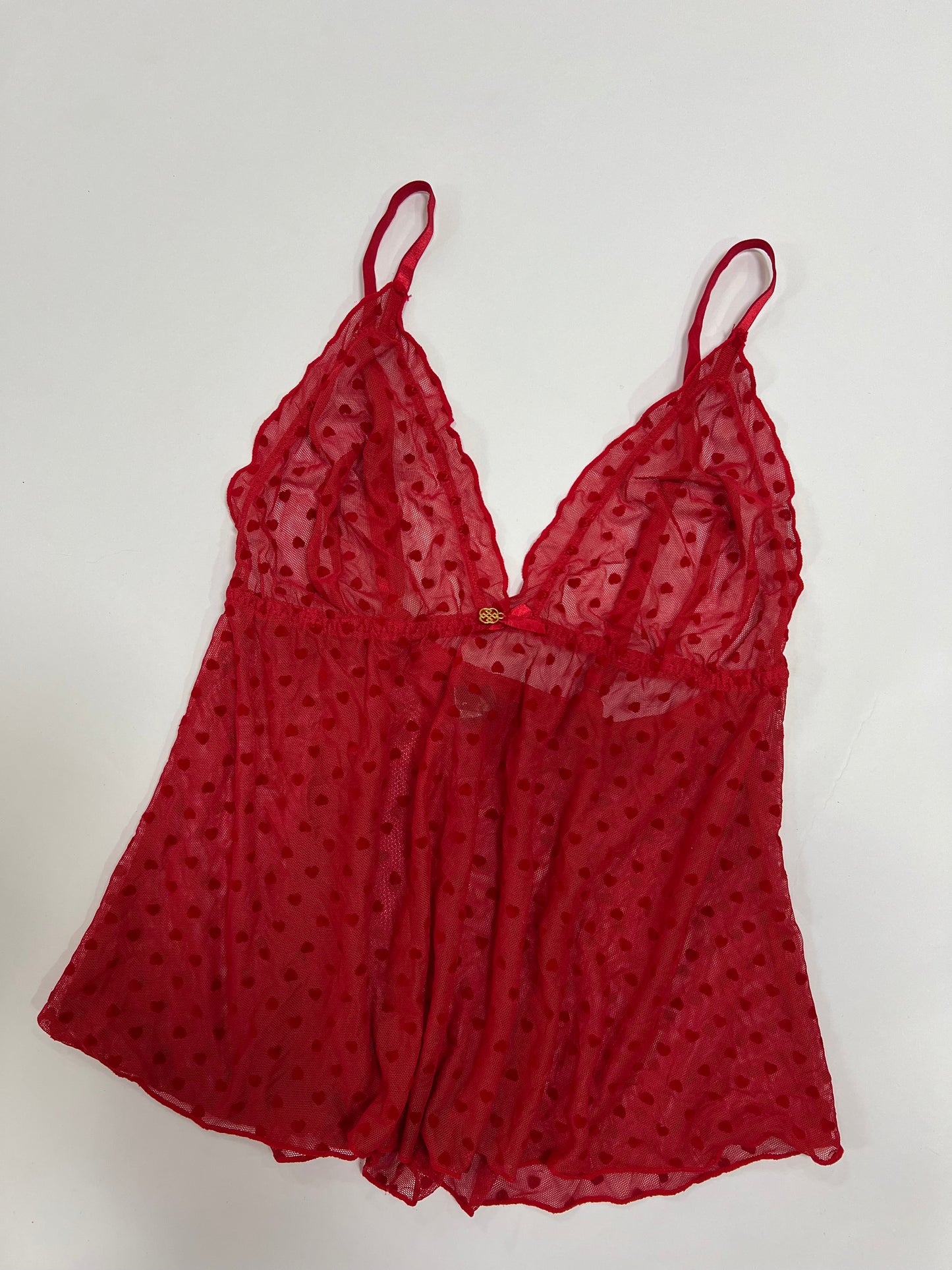 Red Heart Mesh Babydoll Cami