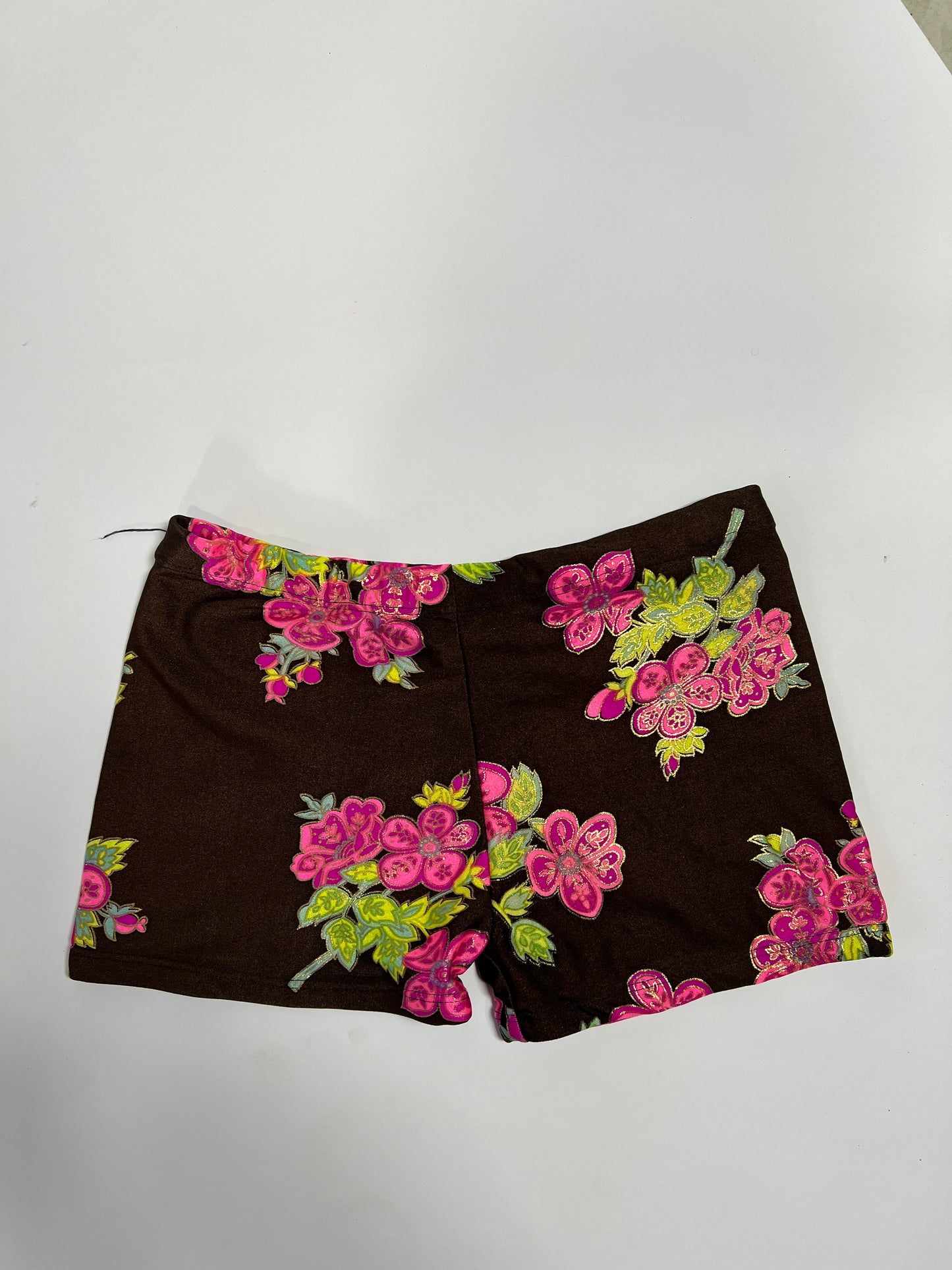 Chocolate brown floral swim shorts