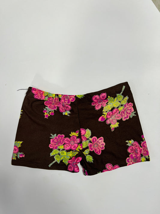 Chocolate brown floral swim shorts