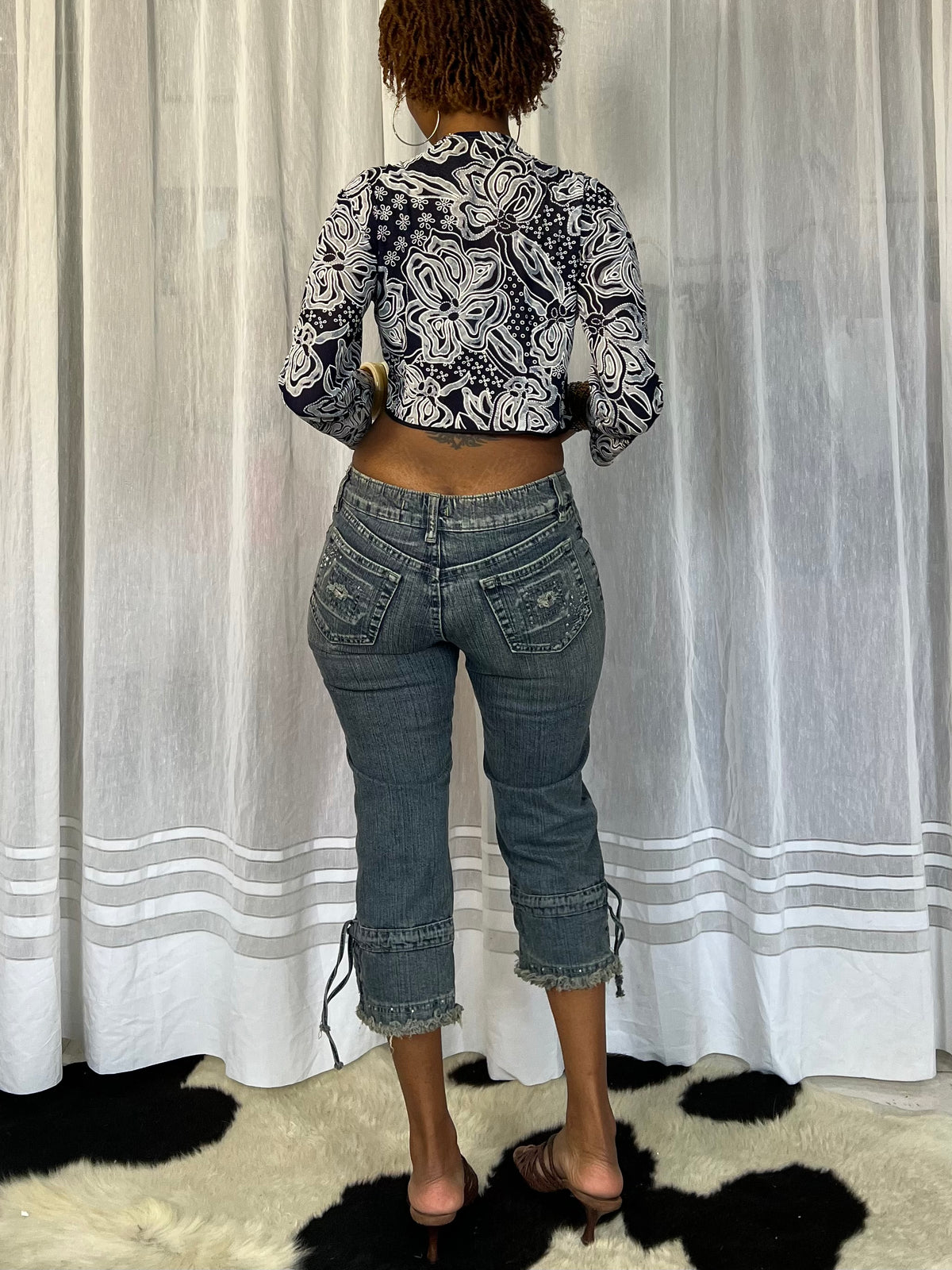 Paisley print tie front top