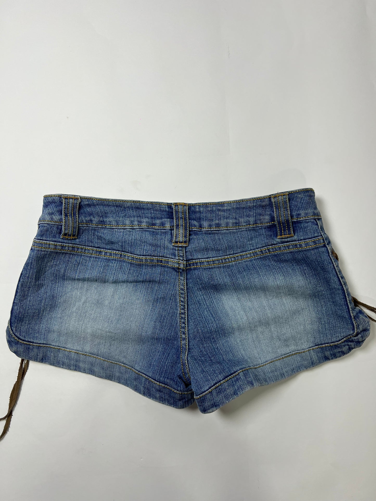 Lace-Up Denim Micro Shorts