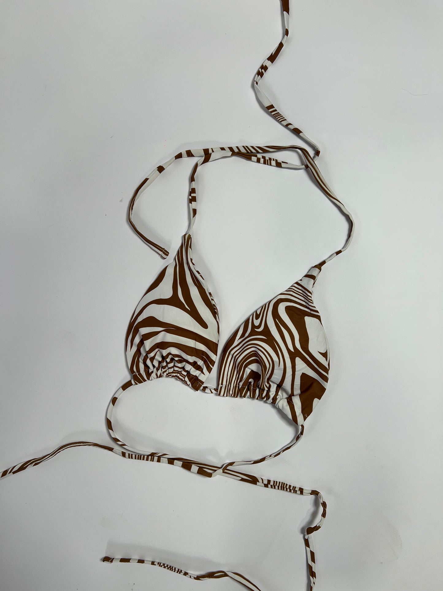 Striped triangle bikini top