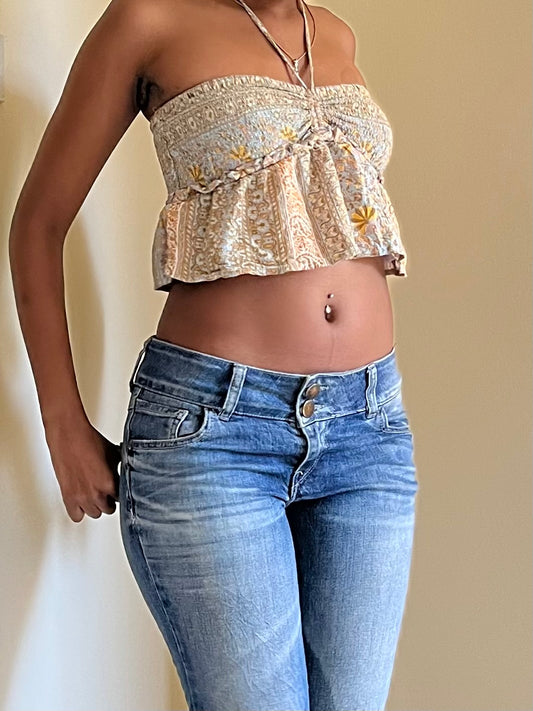 Cropped bohemian halter top