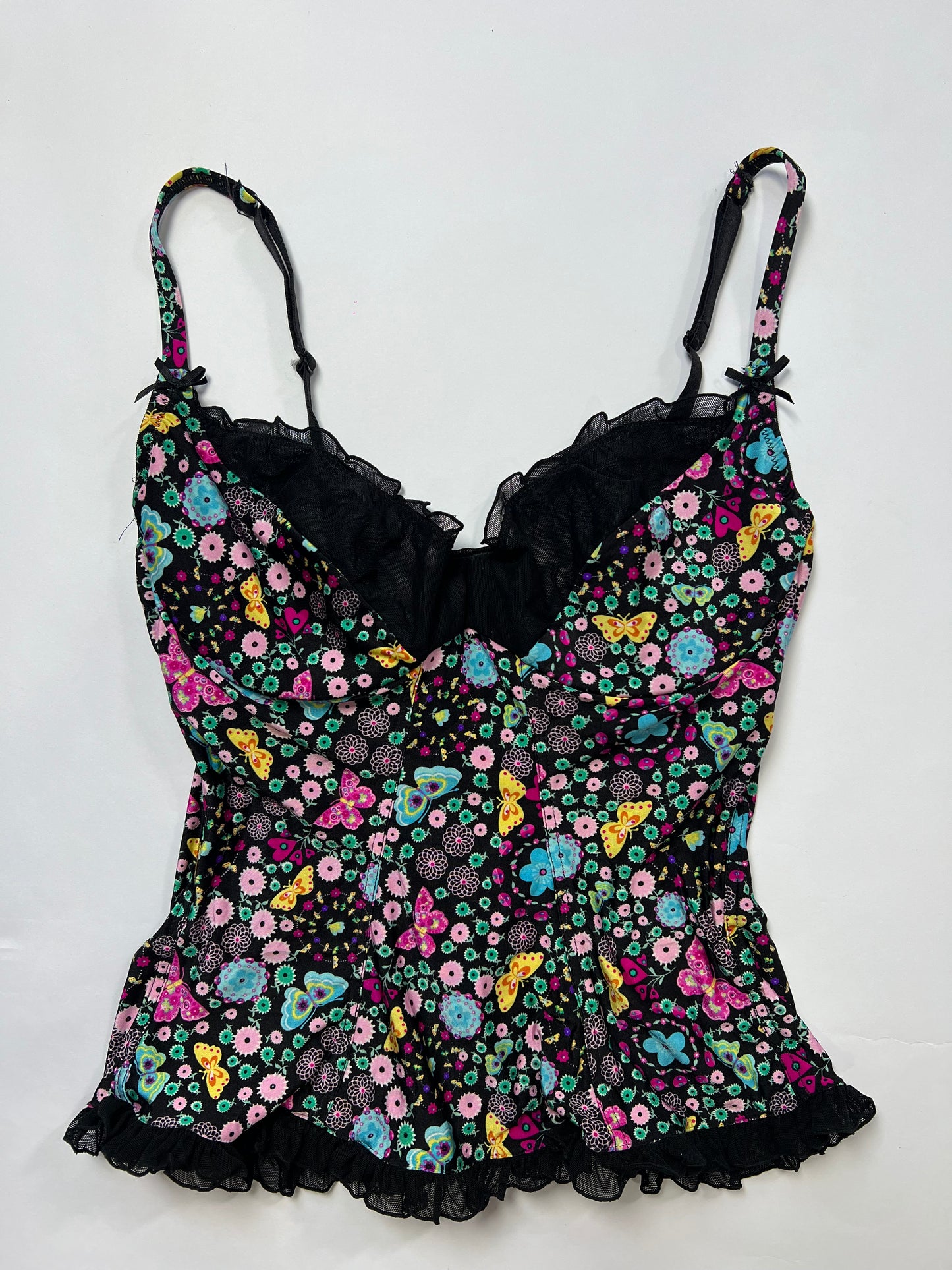 Victoria Secret Butterfly Print Lace Trim Cami