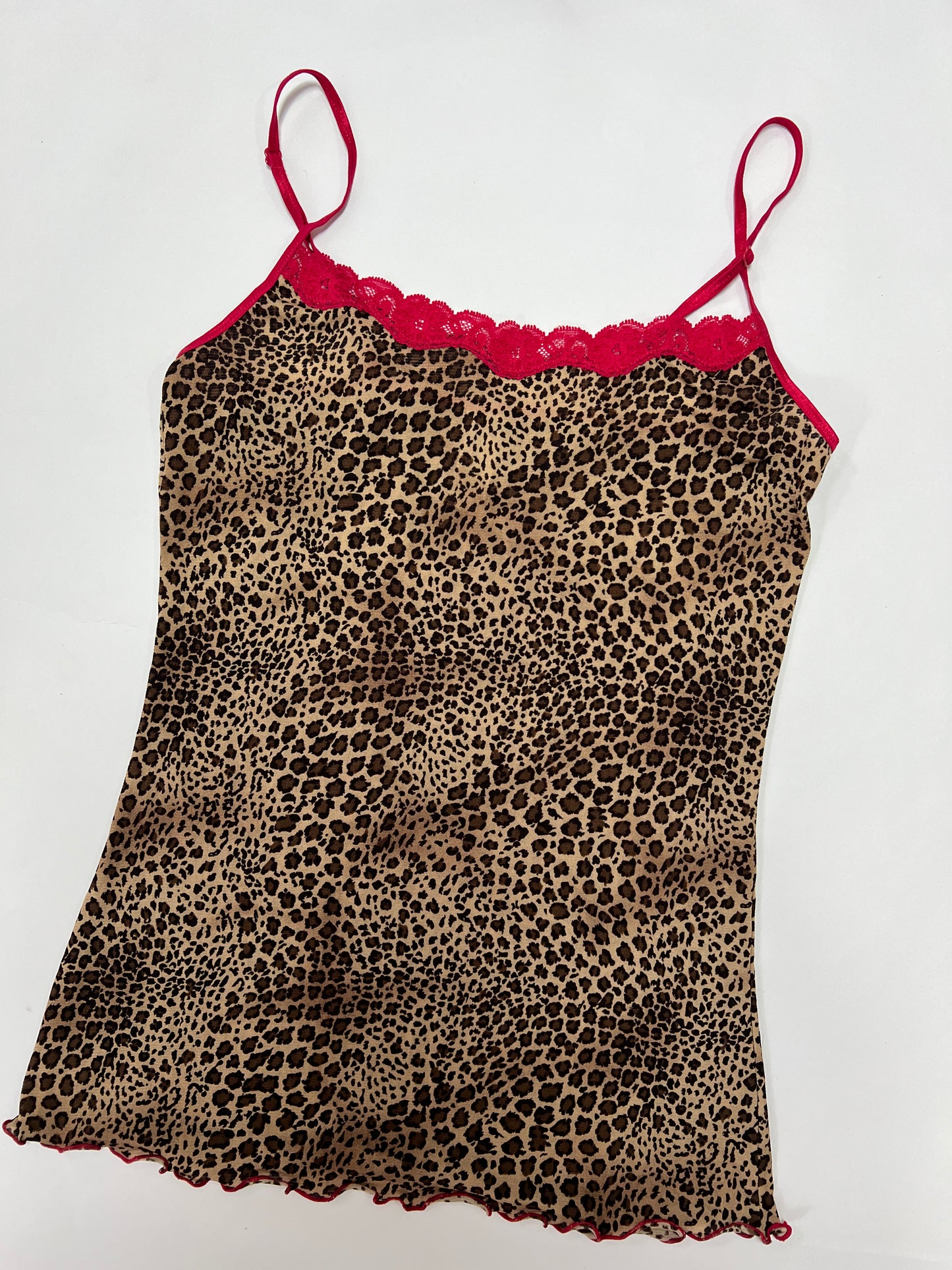 Leopard Print Lace Trim Cami
