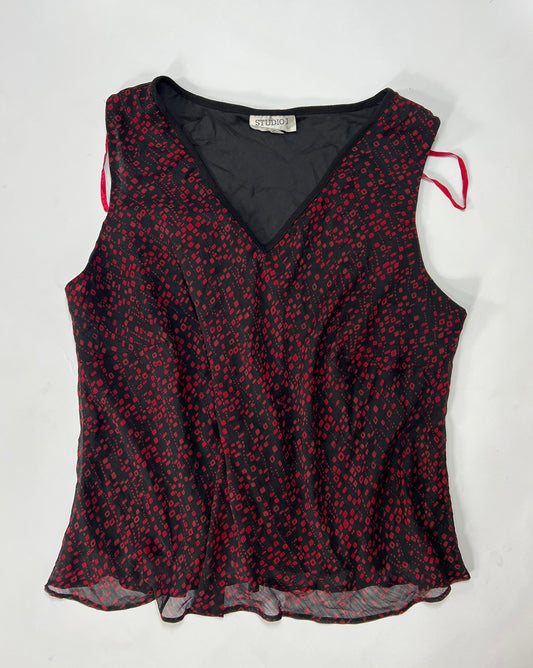 Black & Red Geometric Print cami