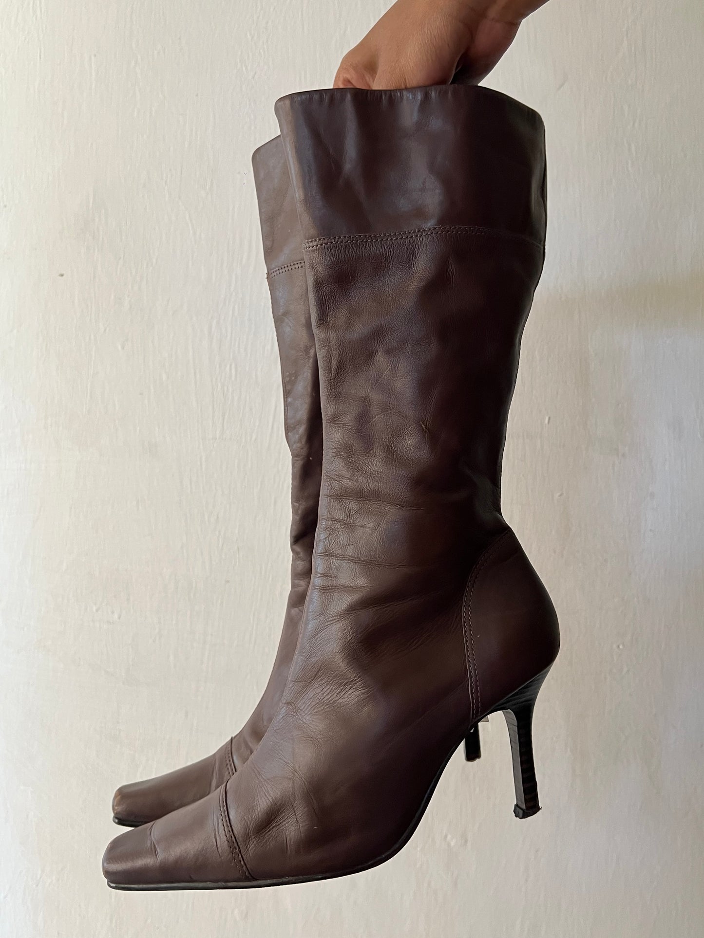 Square Toe Leather Boots