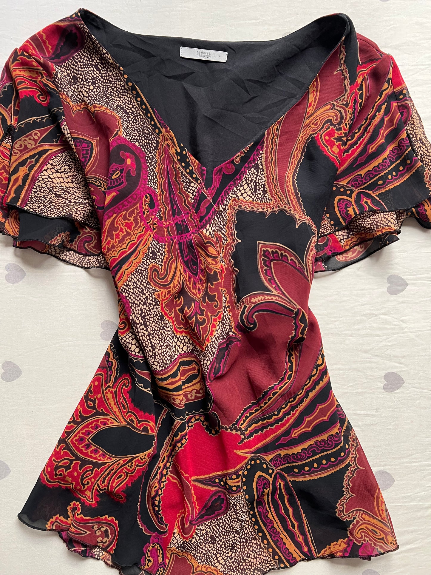 Floral whimsy chiffon top