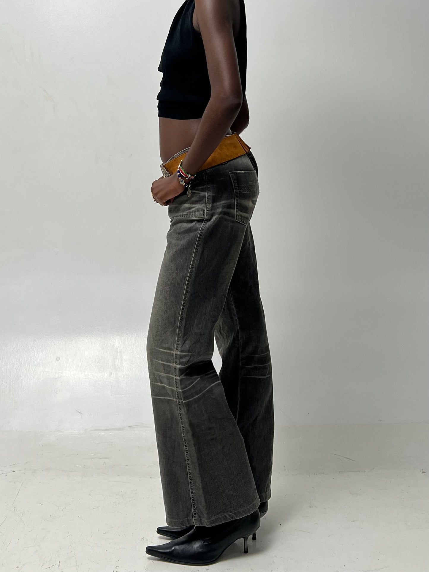 Vintage grey wash flared pants