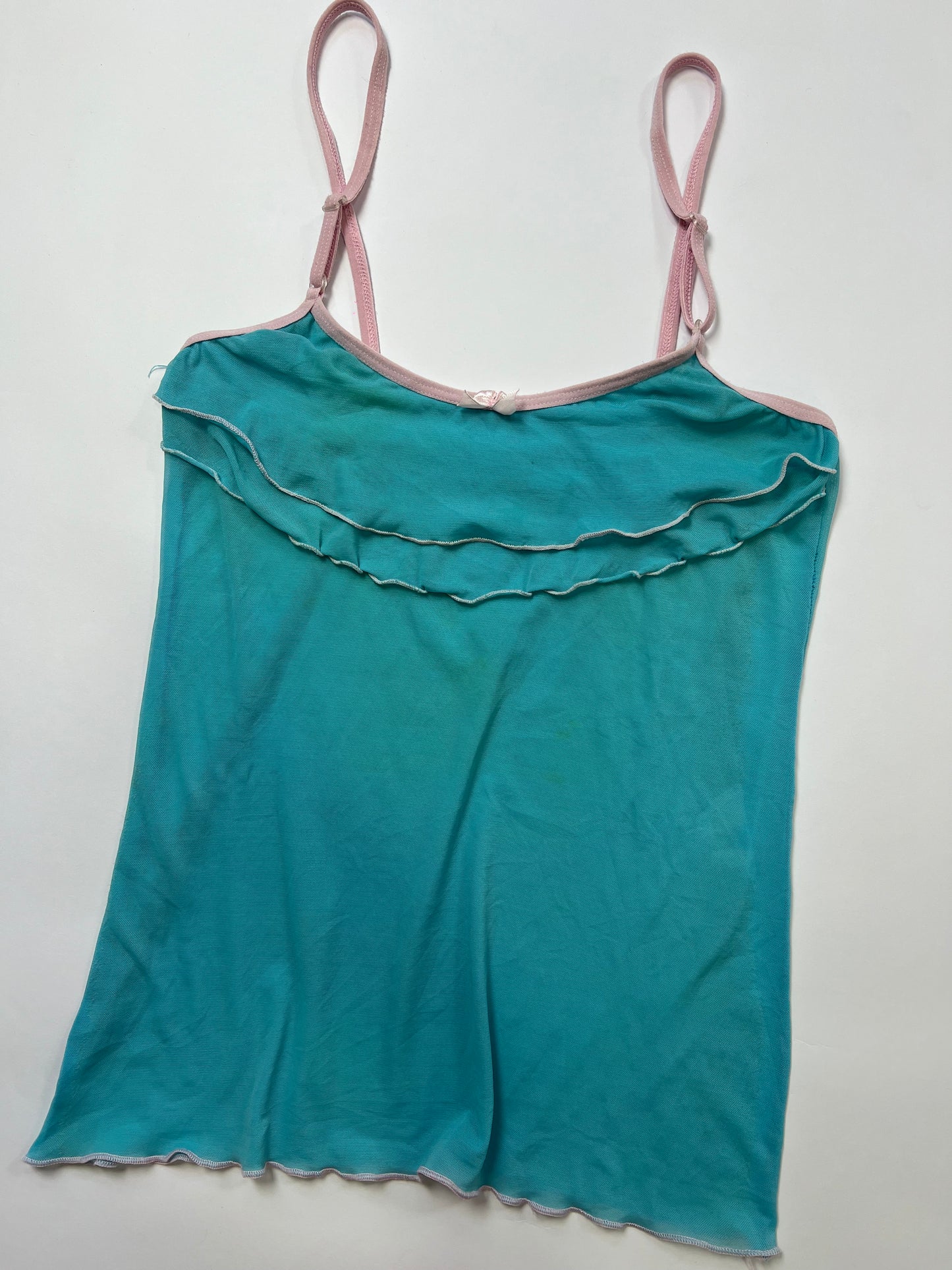 Aqua Ruffle Mesh Cami
