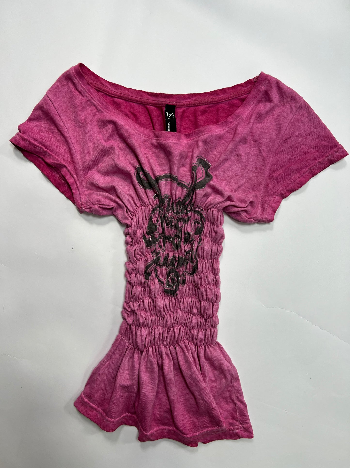 Pink Shirred Tee