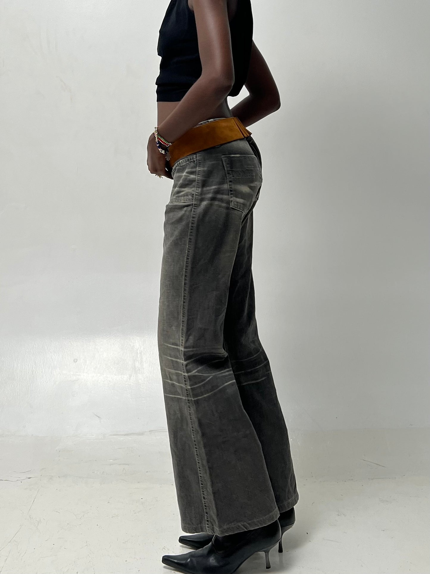 Vintage grey wash flared pants