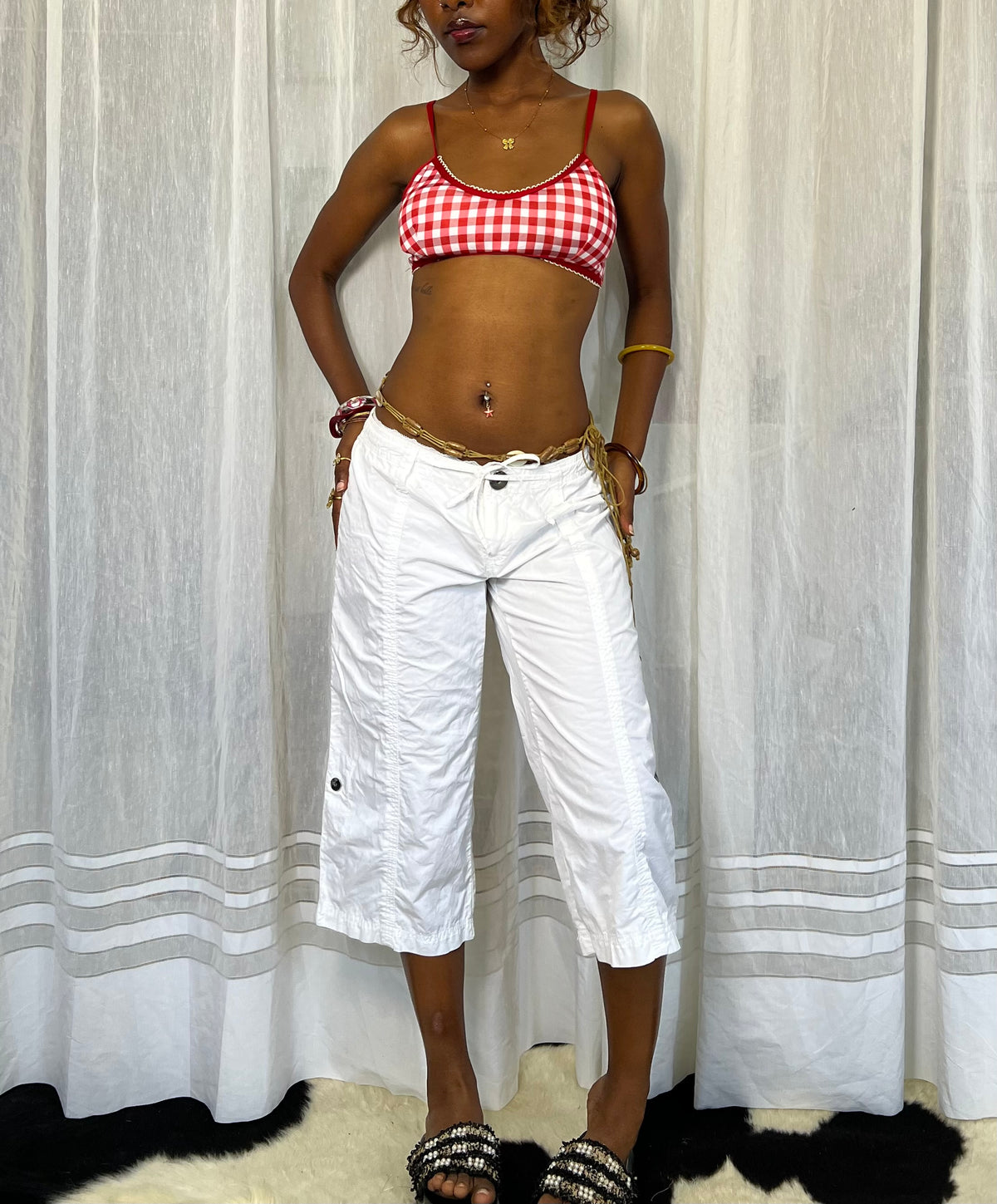 White cargo capris