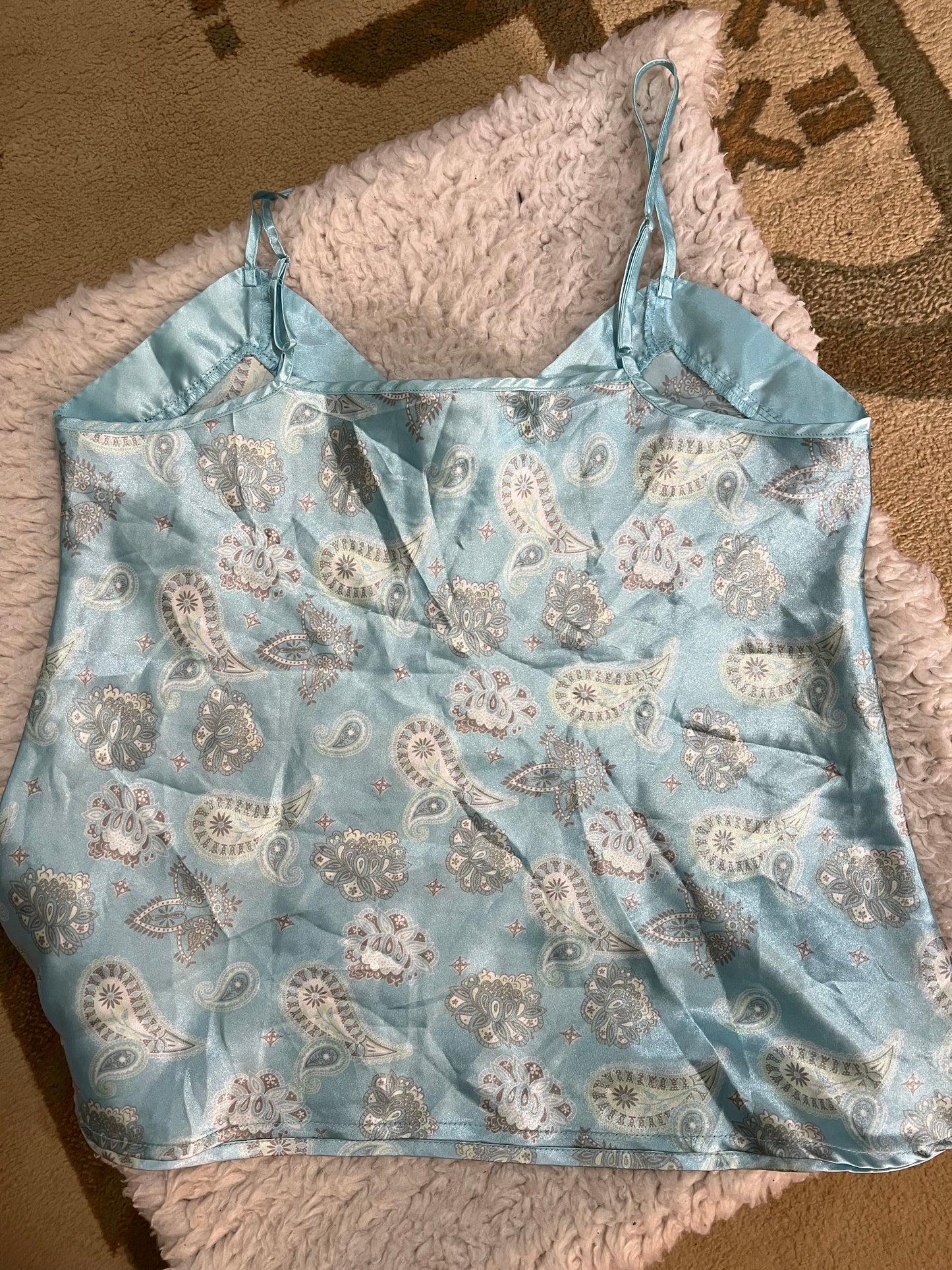 Baby Blue Satin Paisley Cami