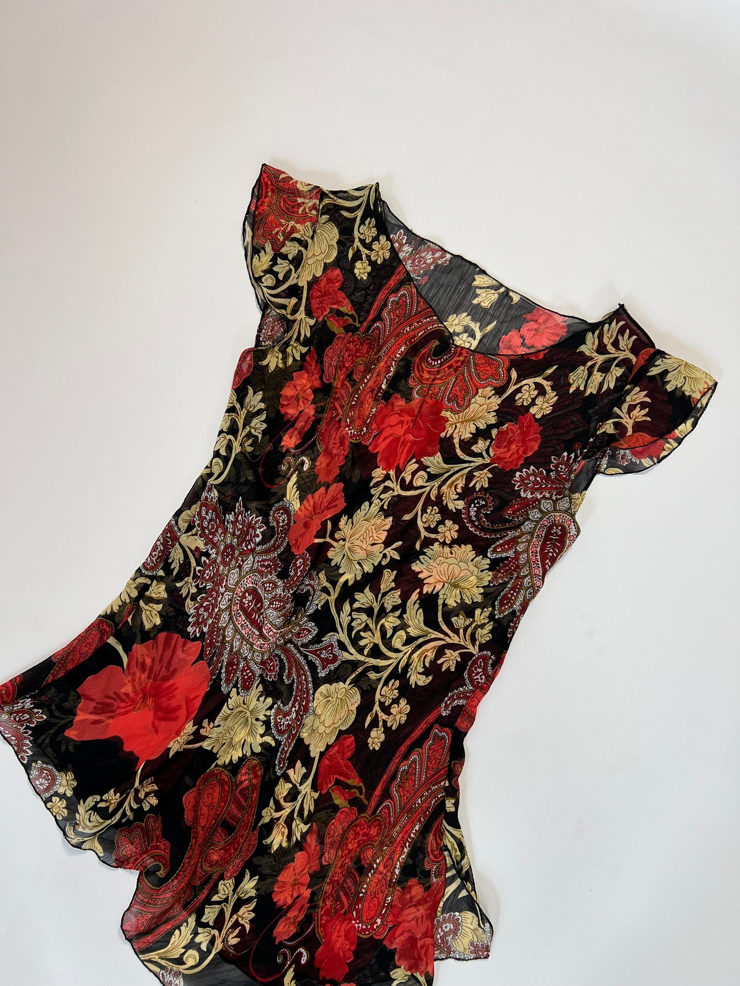 Floral Paisley Asymmetrical Top