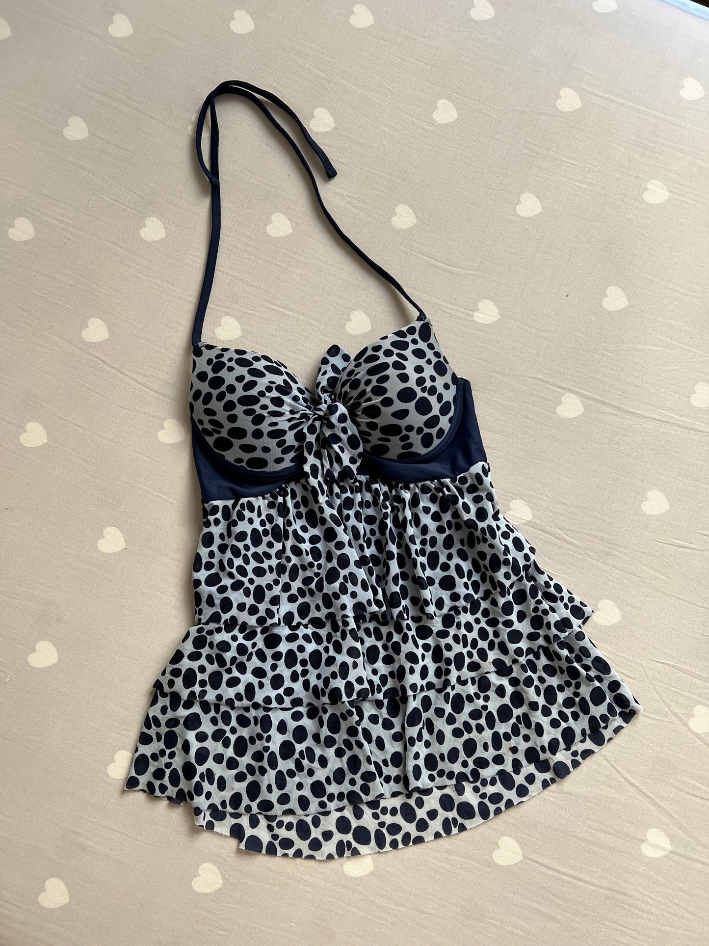 Ruffled mesh halter top