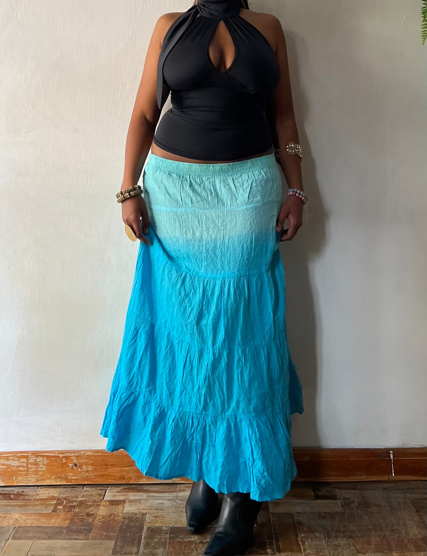 Blue gradient toned maxi skirt