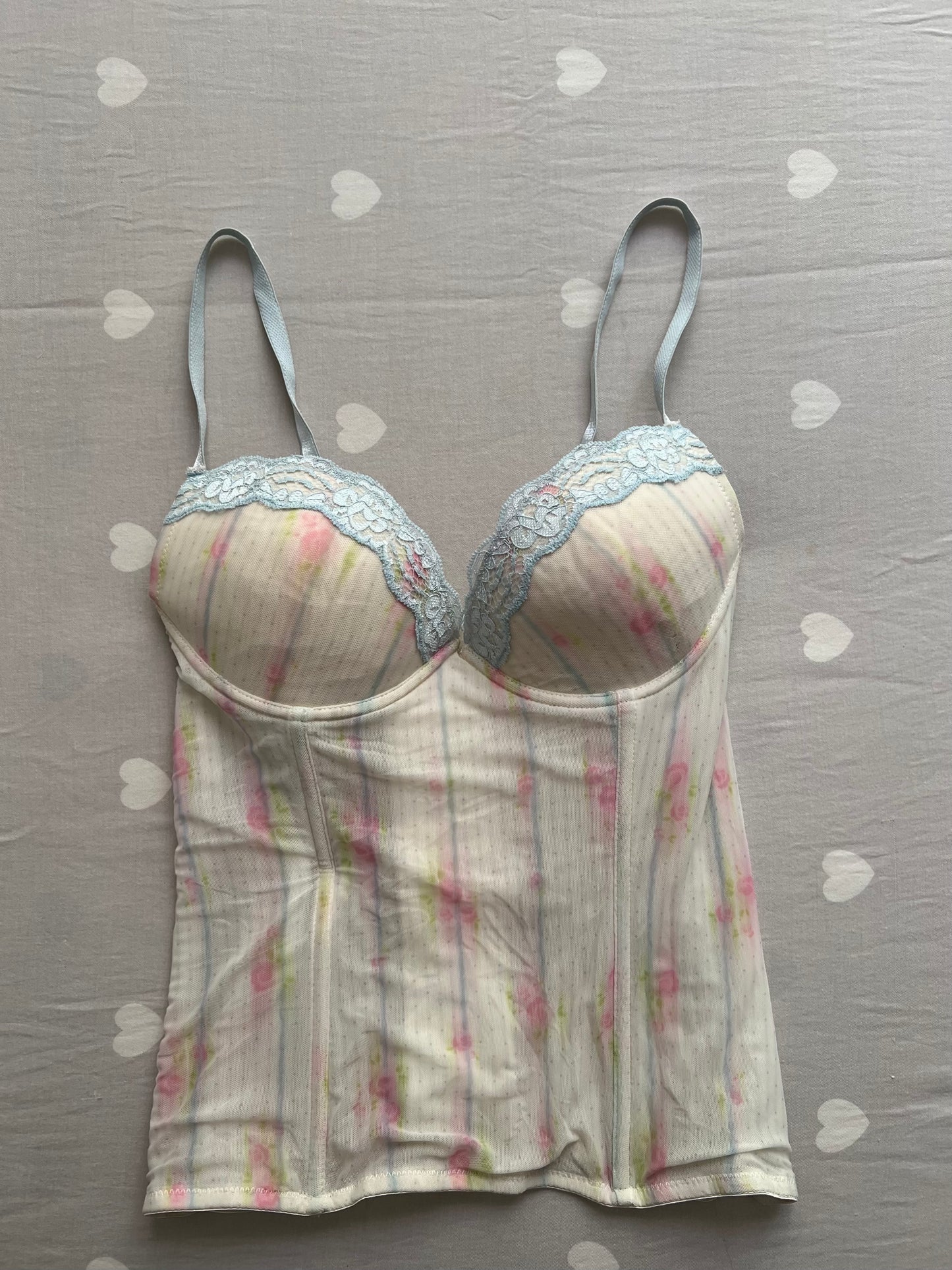 Floral print dainty corset top