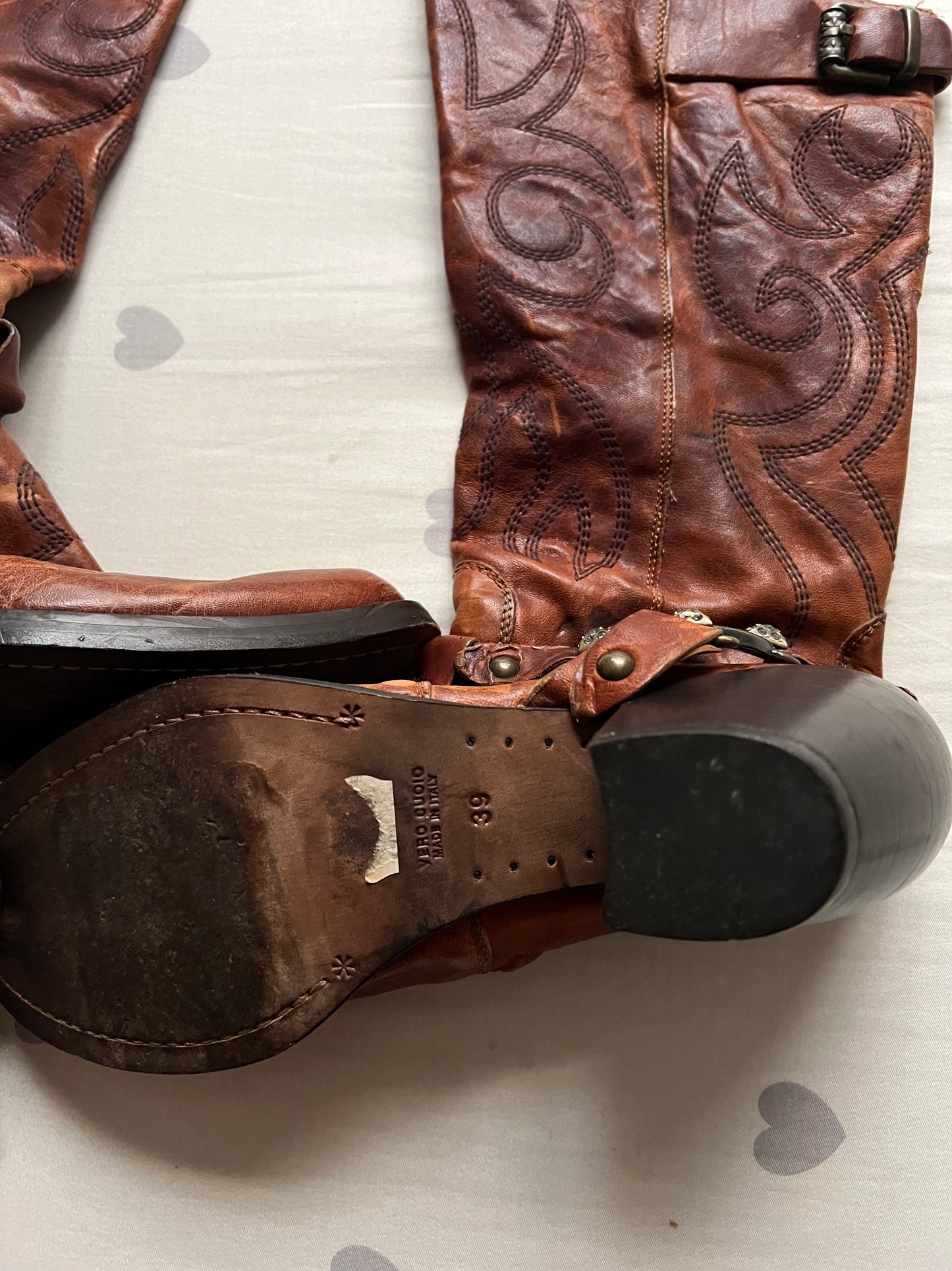 Vintage Italian Leather Cowboy boots