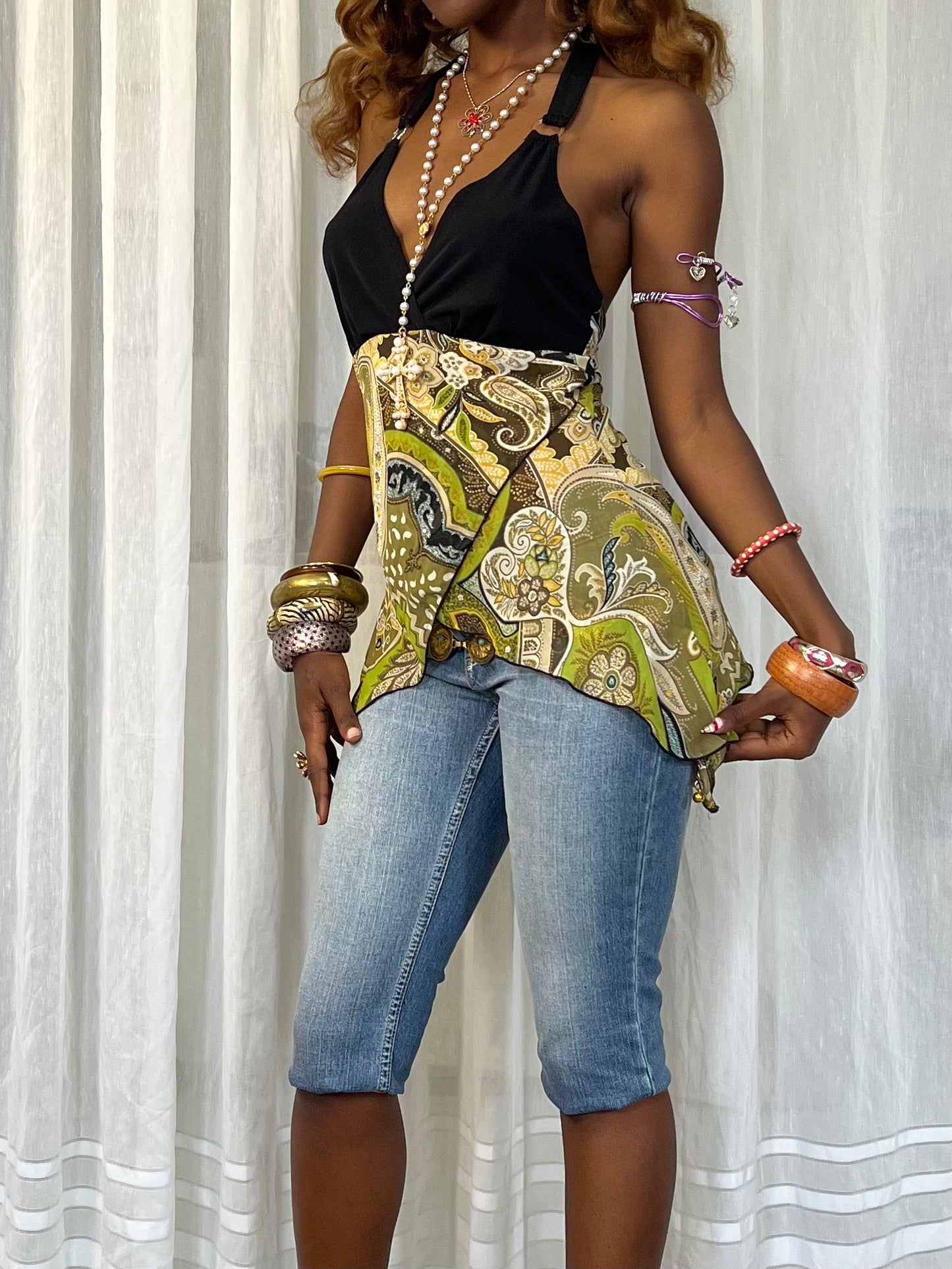 Y2K Paisley Halterneck Top