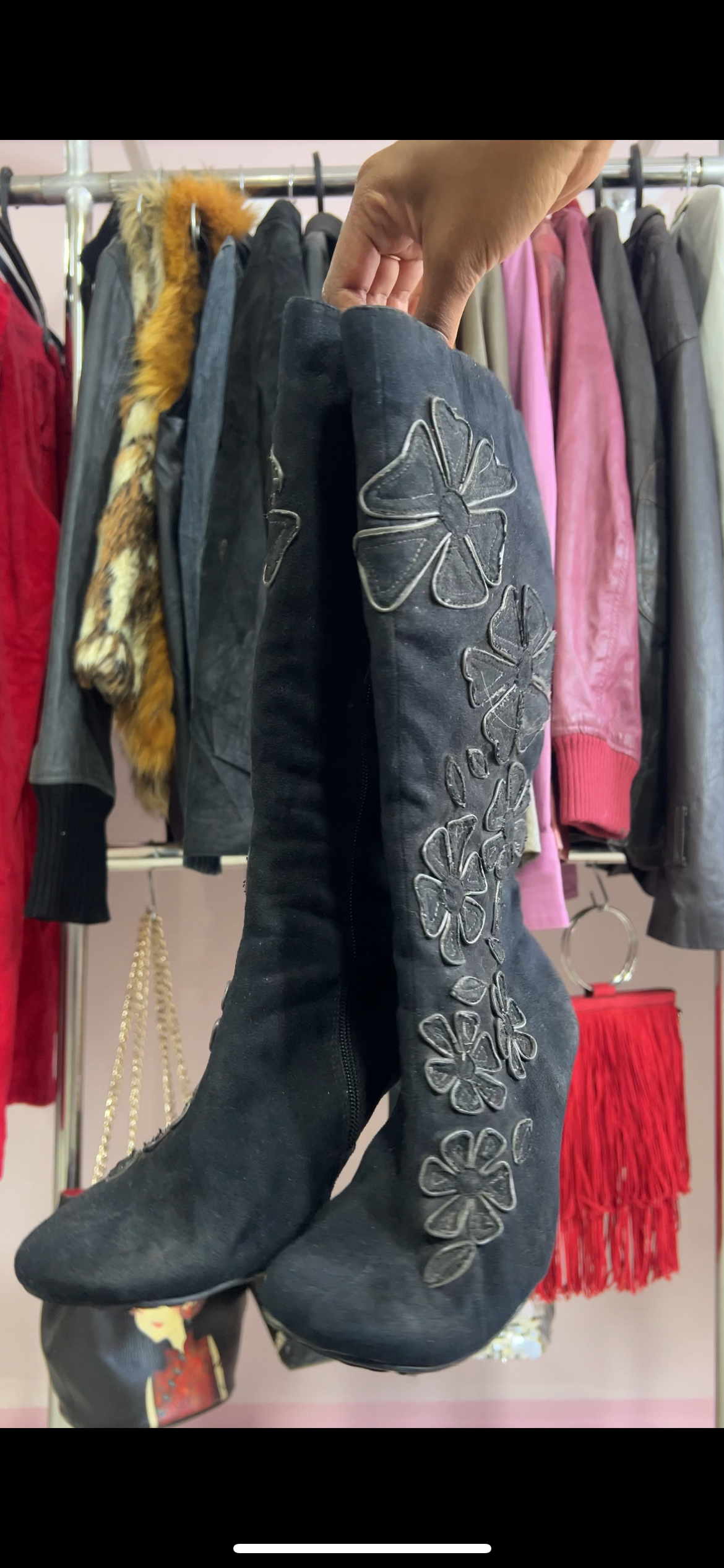 Black suede boots
