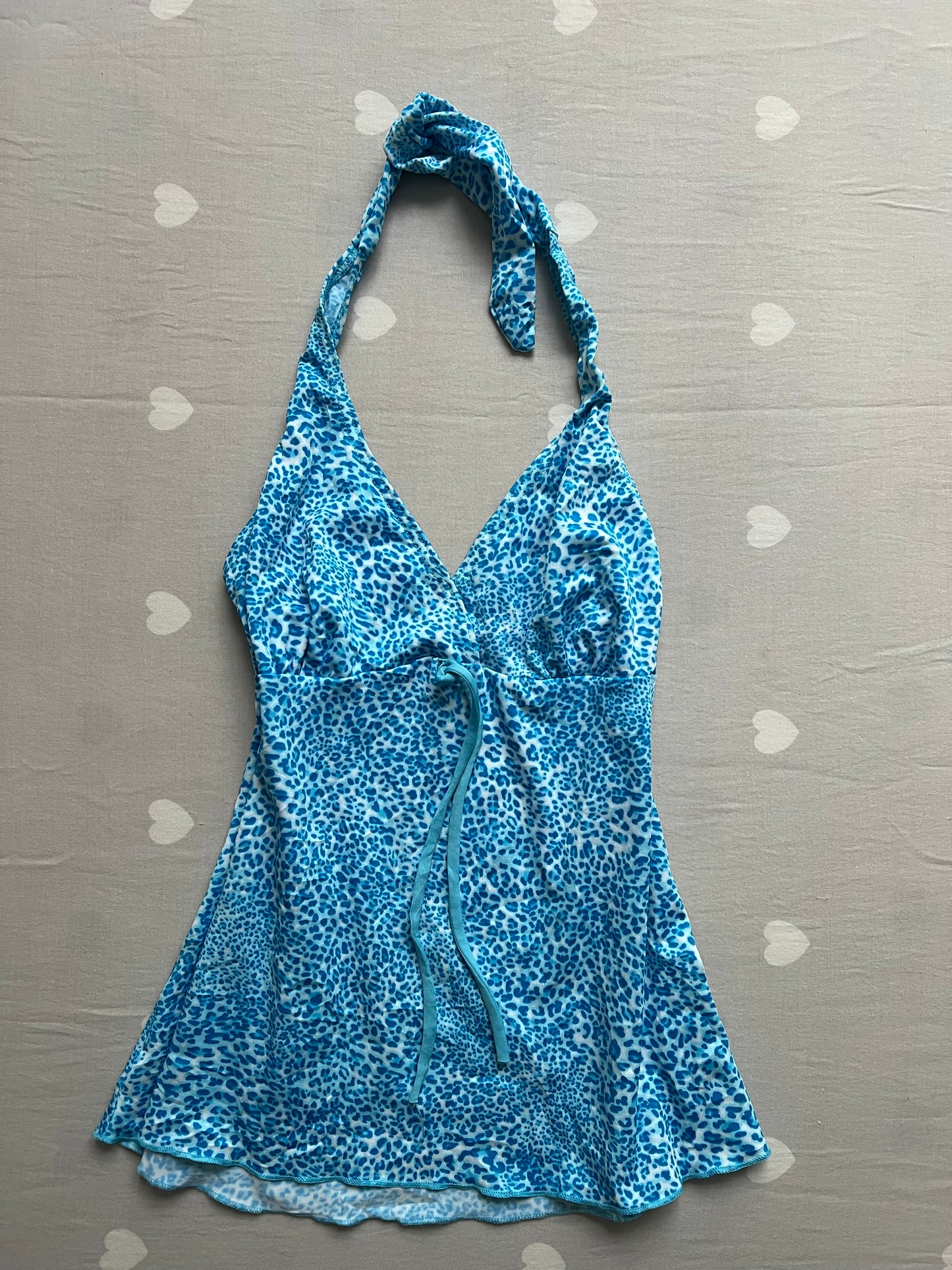 Blue leopard print halter top