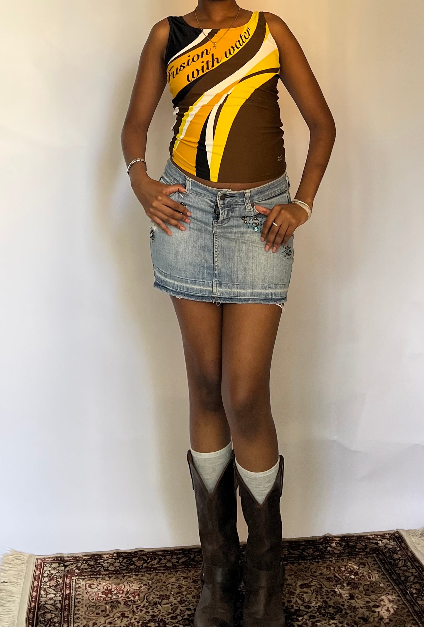 Graphic fitted tankini