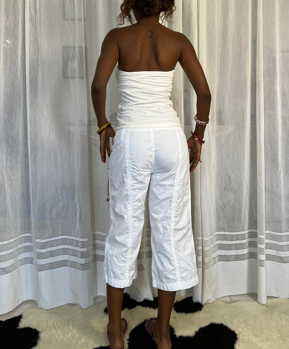 White ruched bandeau top