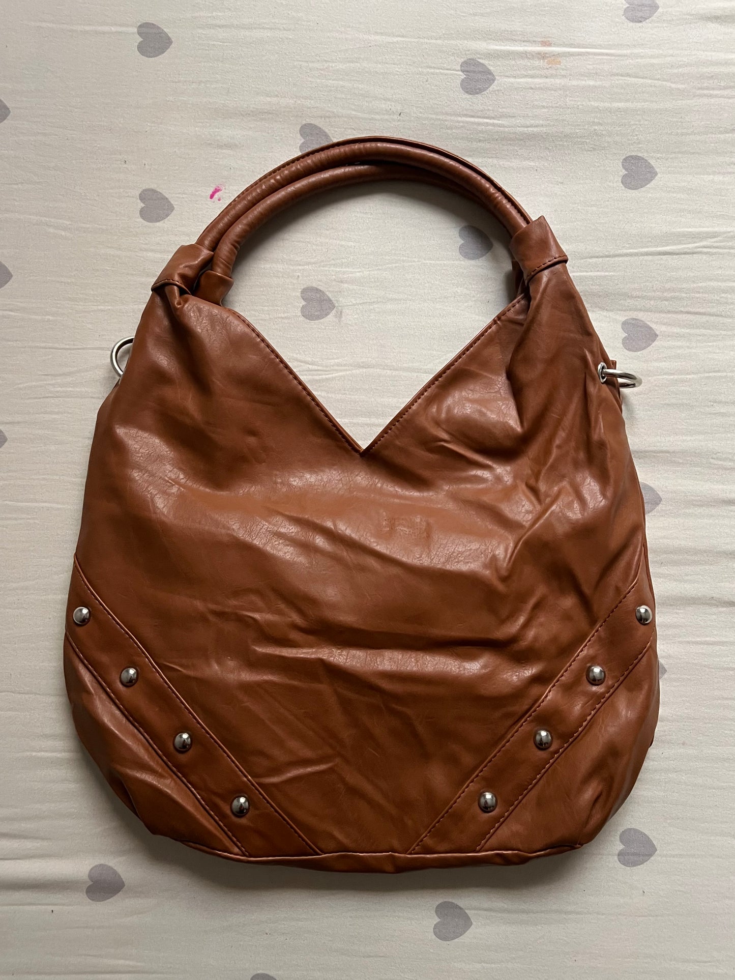 Caramel leather hobo bag