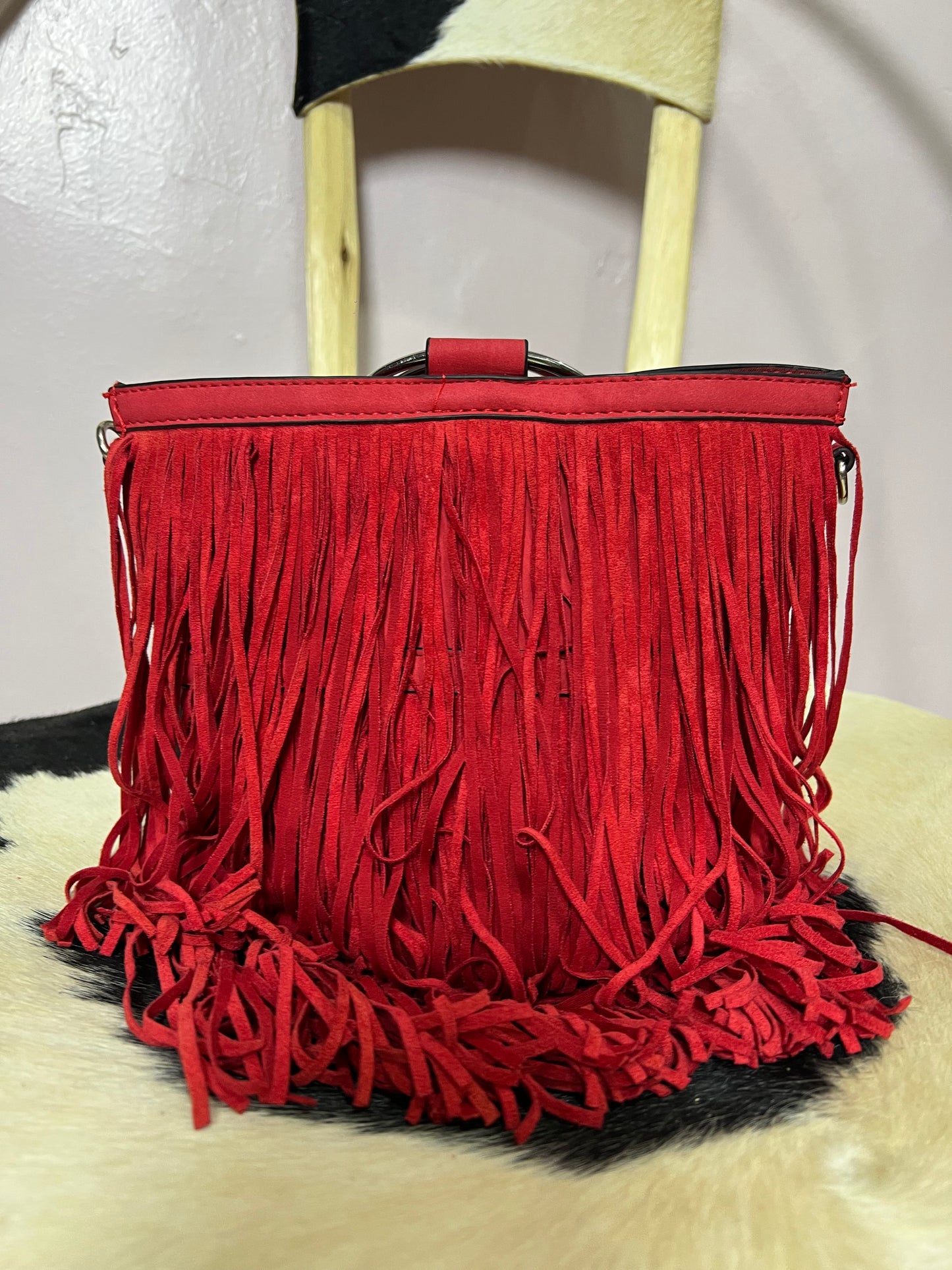Suede fringe bag
