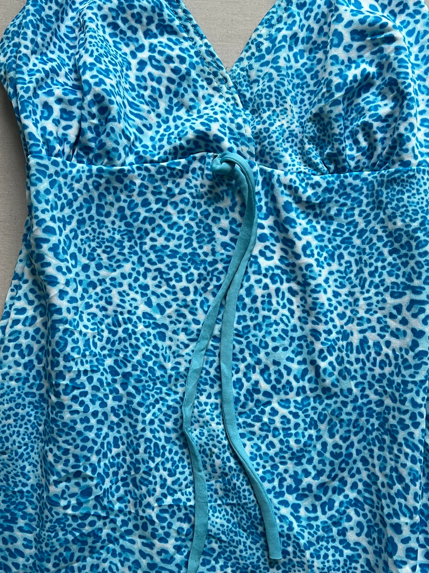 Blue leopard print halter top