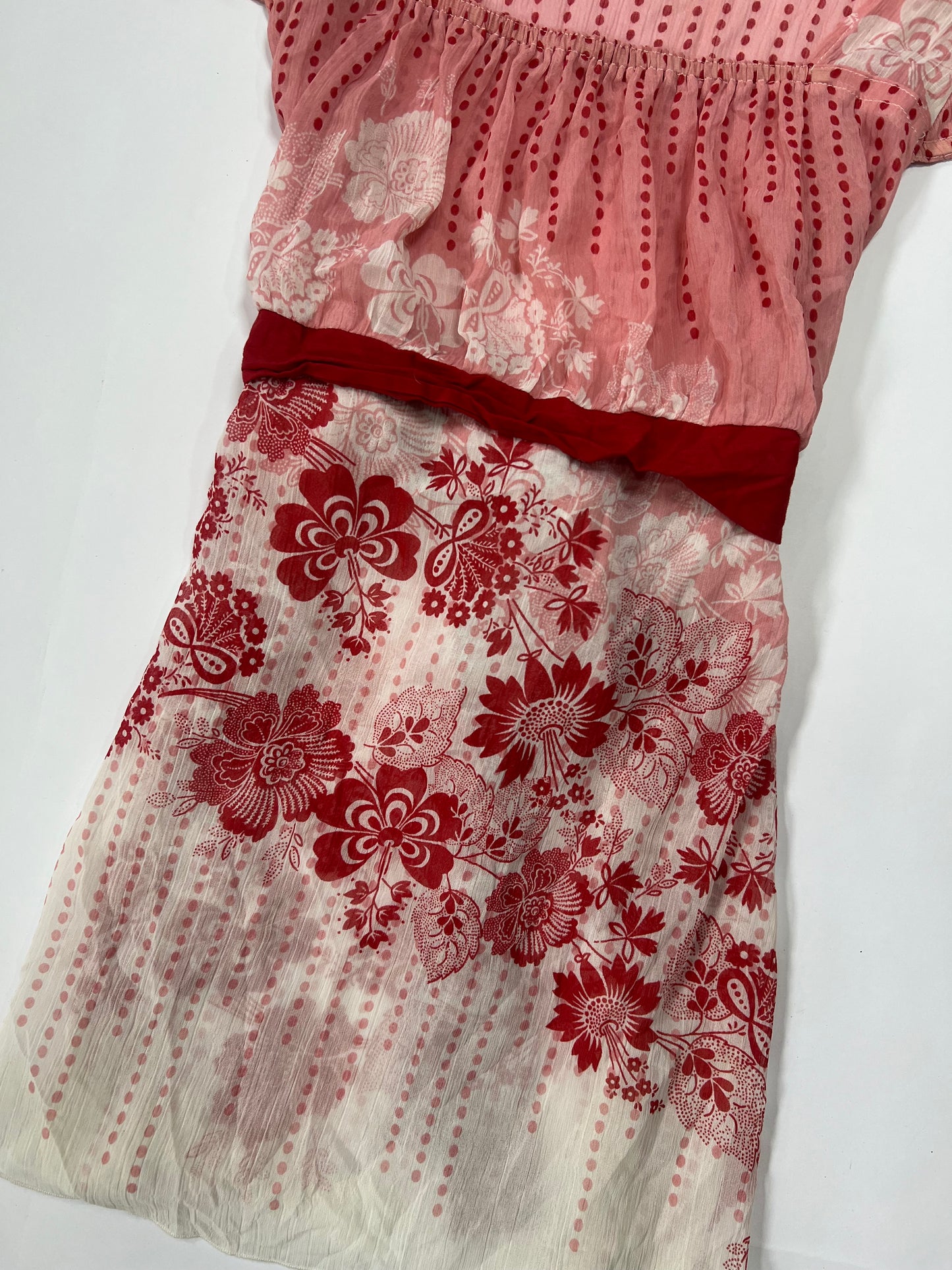 Pink Floral Chiffon Babydoll Top