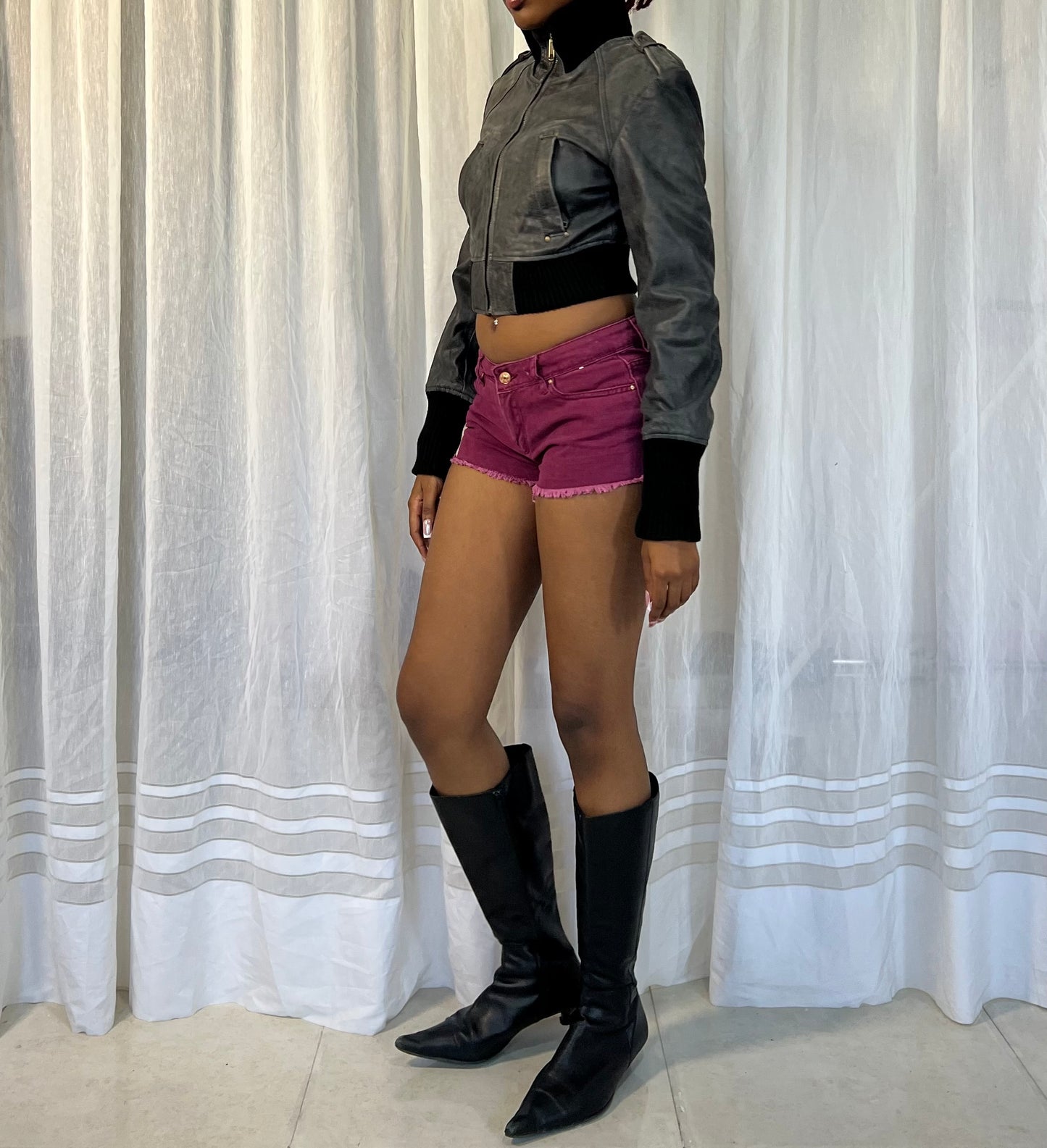 Moto Cropped Leather Jacket