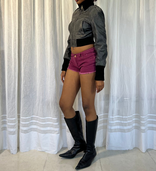 Moto Cropped Leather Jacket