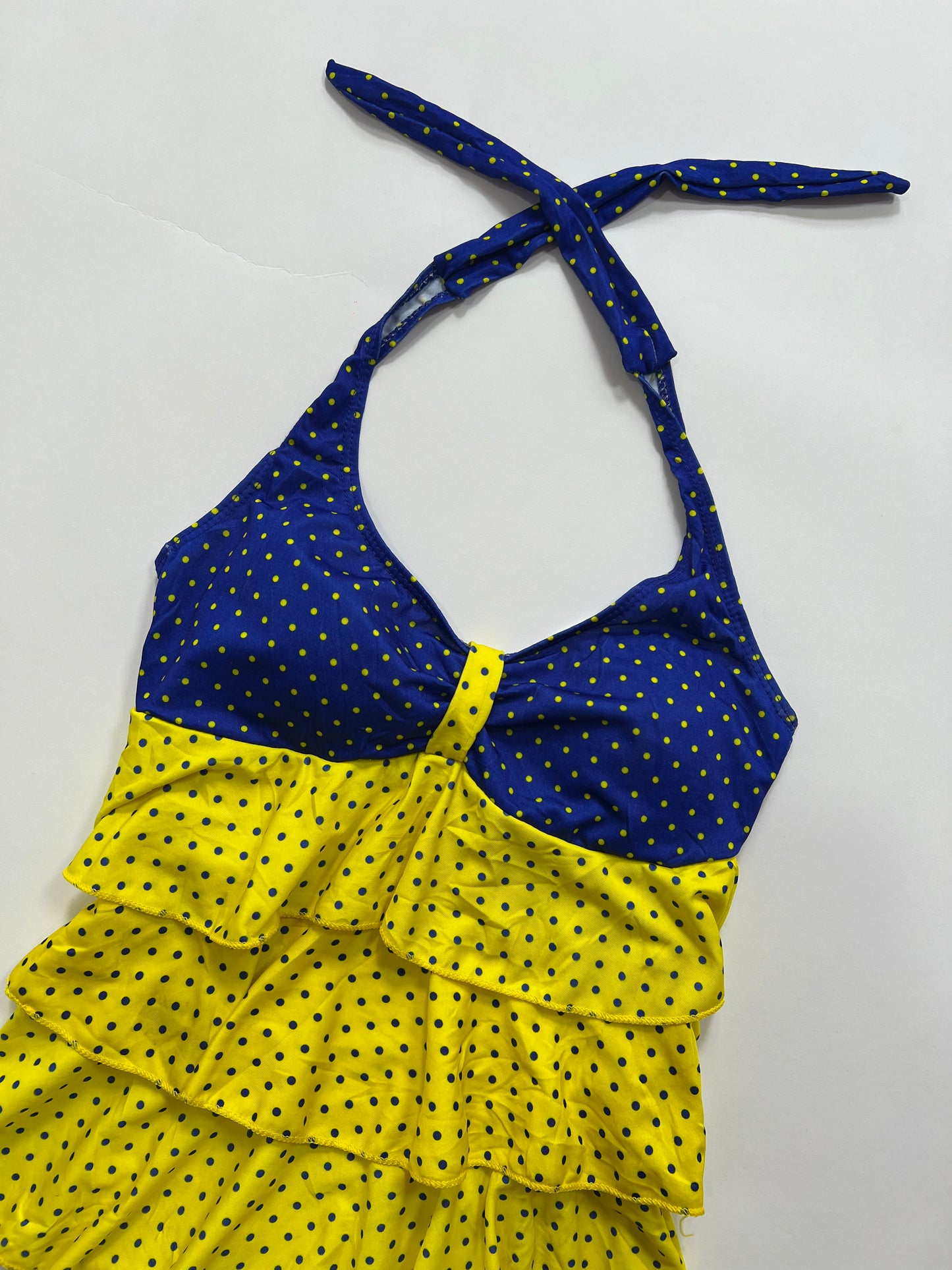Blue & Yellow Polka Dot Halter Top