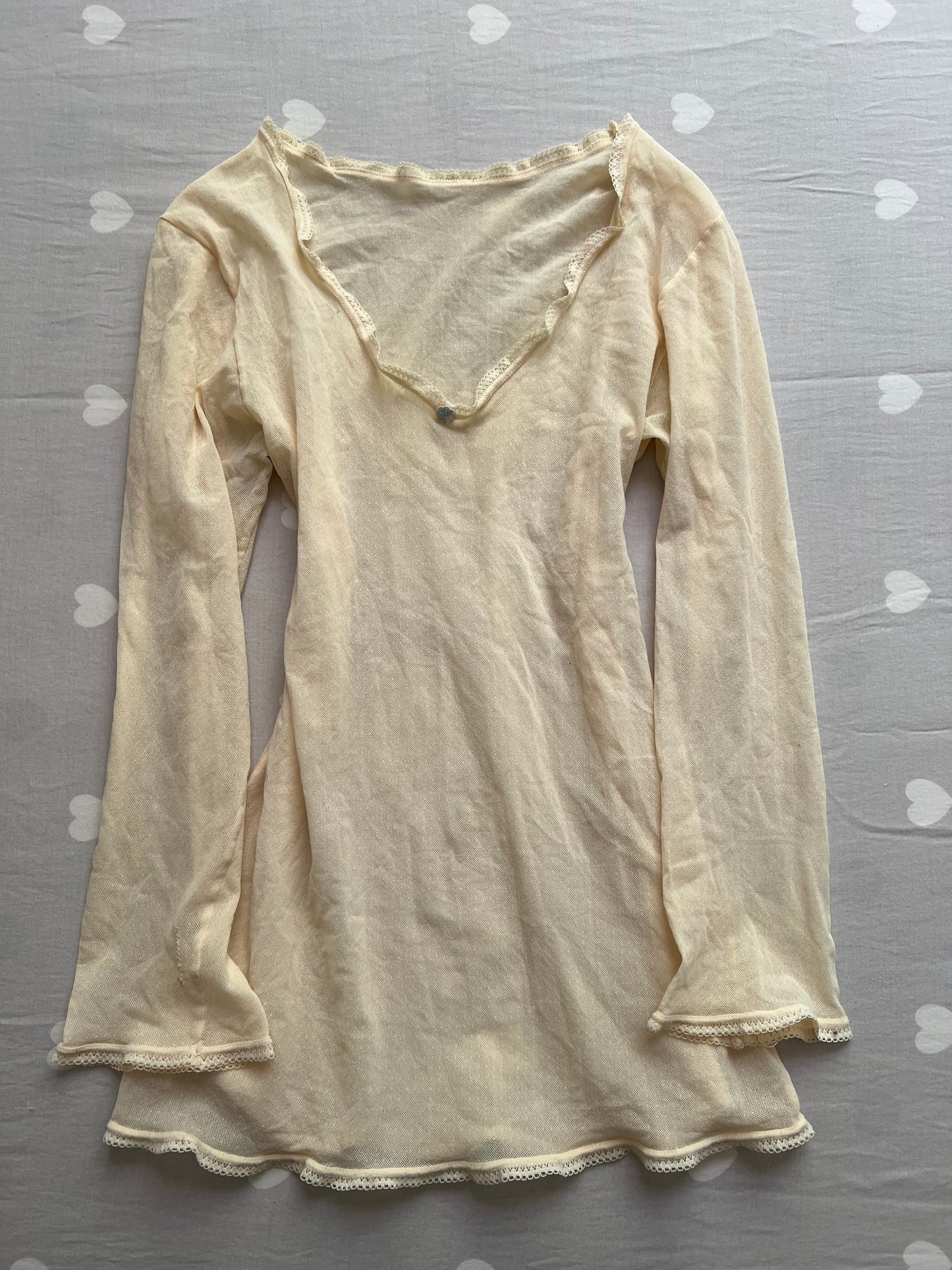 Butter yellow mesh long sleeve