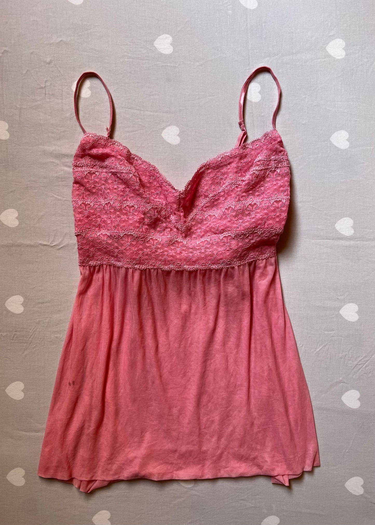 Pink lace trim cami top