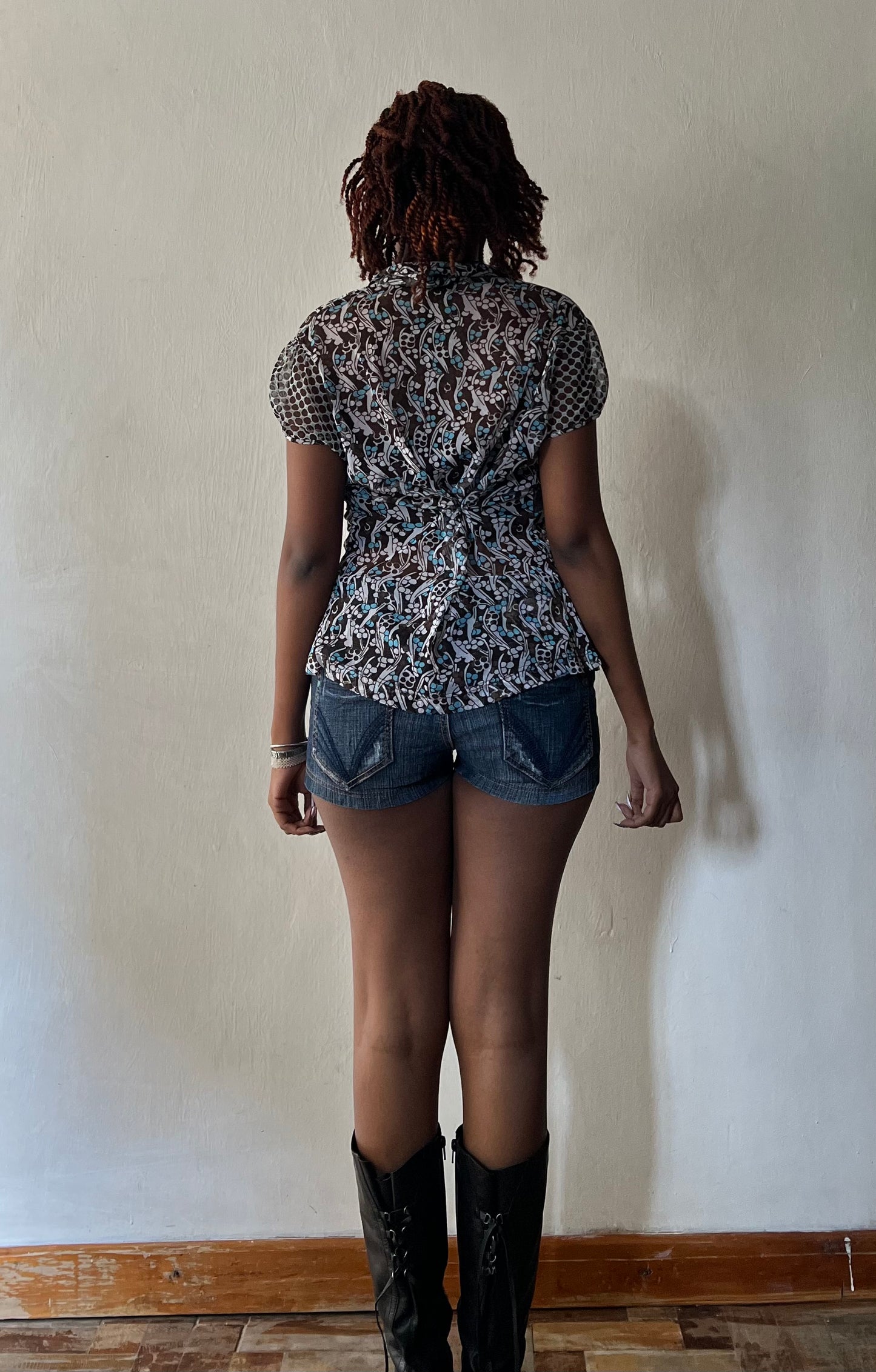Sheer Short Sleeved boho blouse