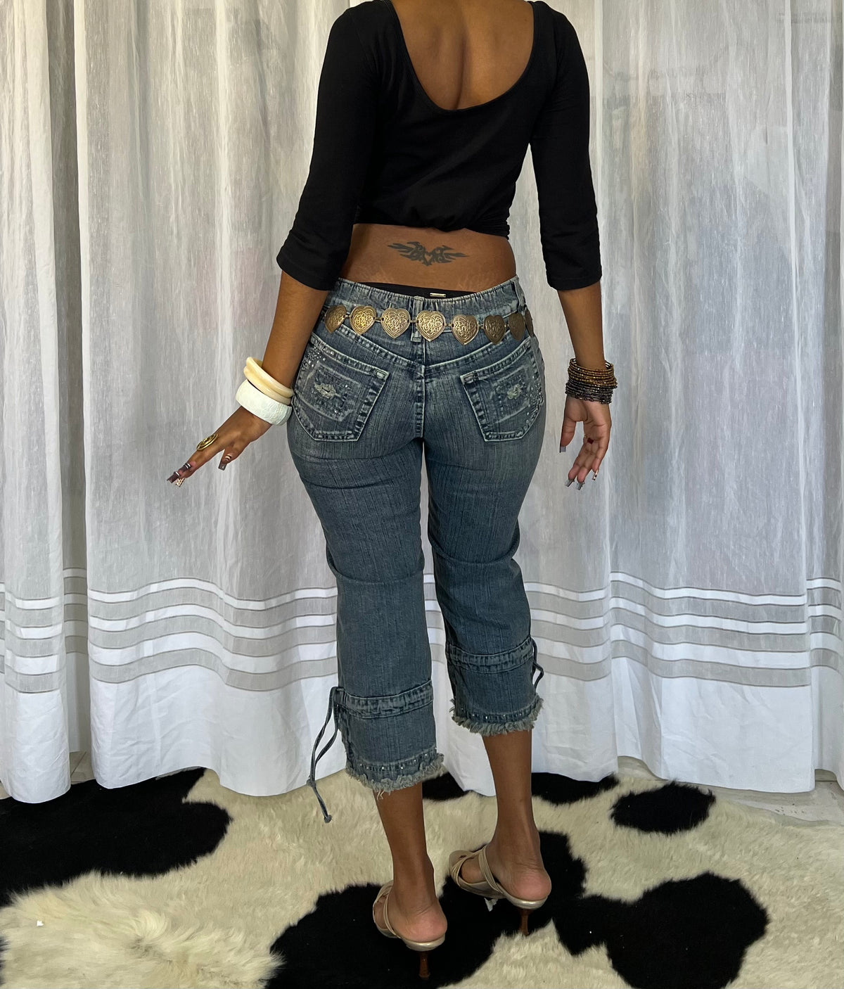 Y2K Embellished Capri Jeans