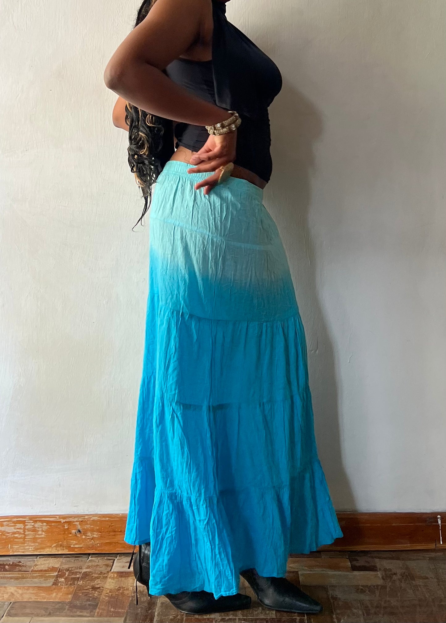 Blue gradient toned maxi skirt