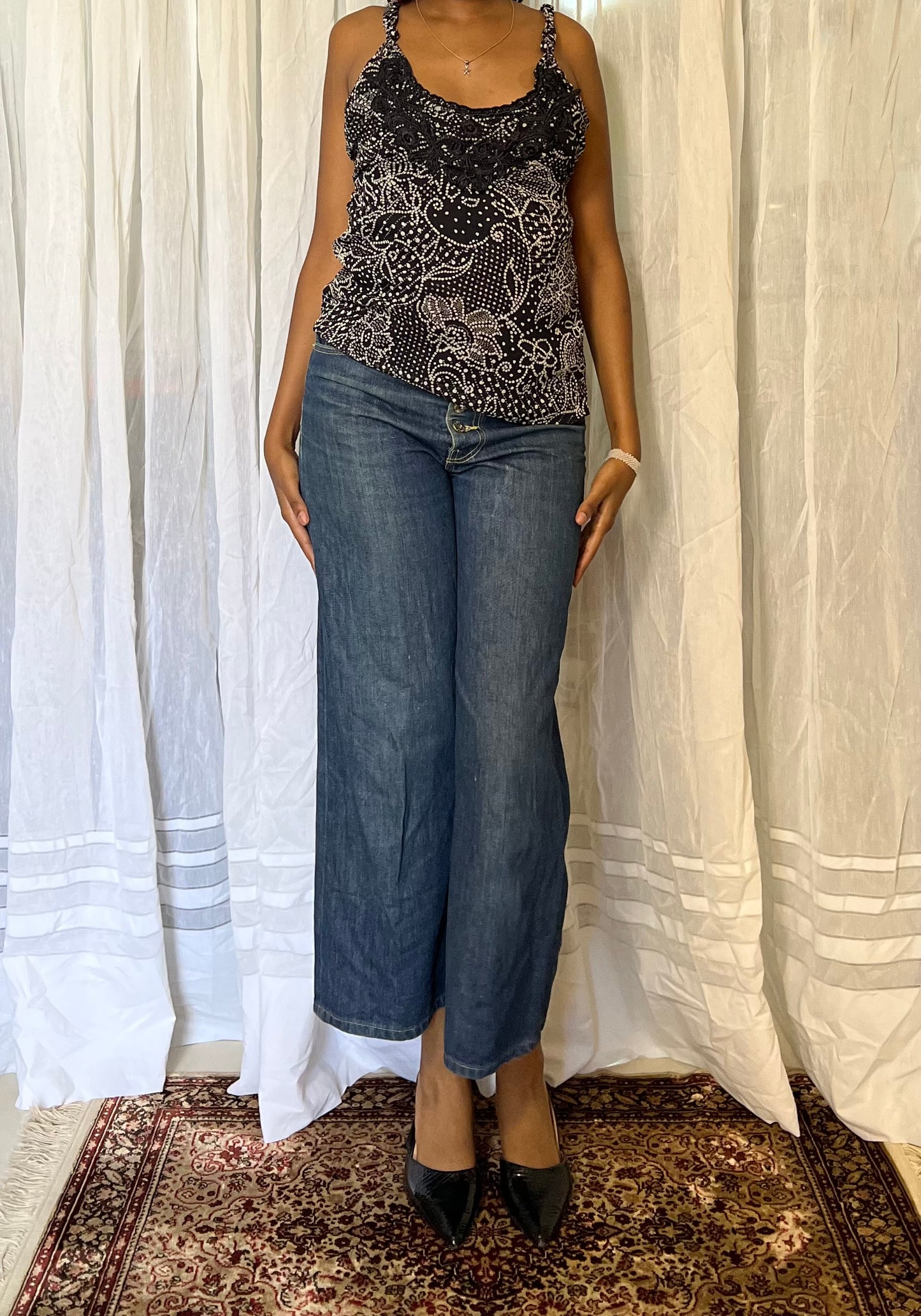 Floral print baby doll top