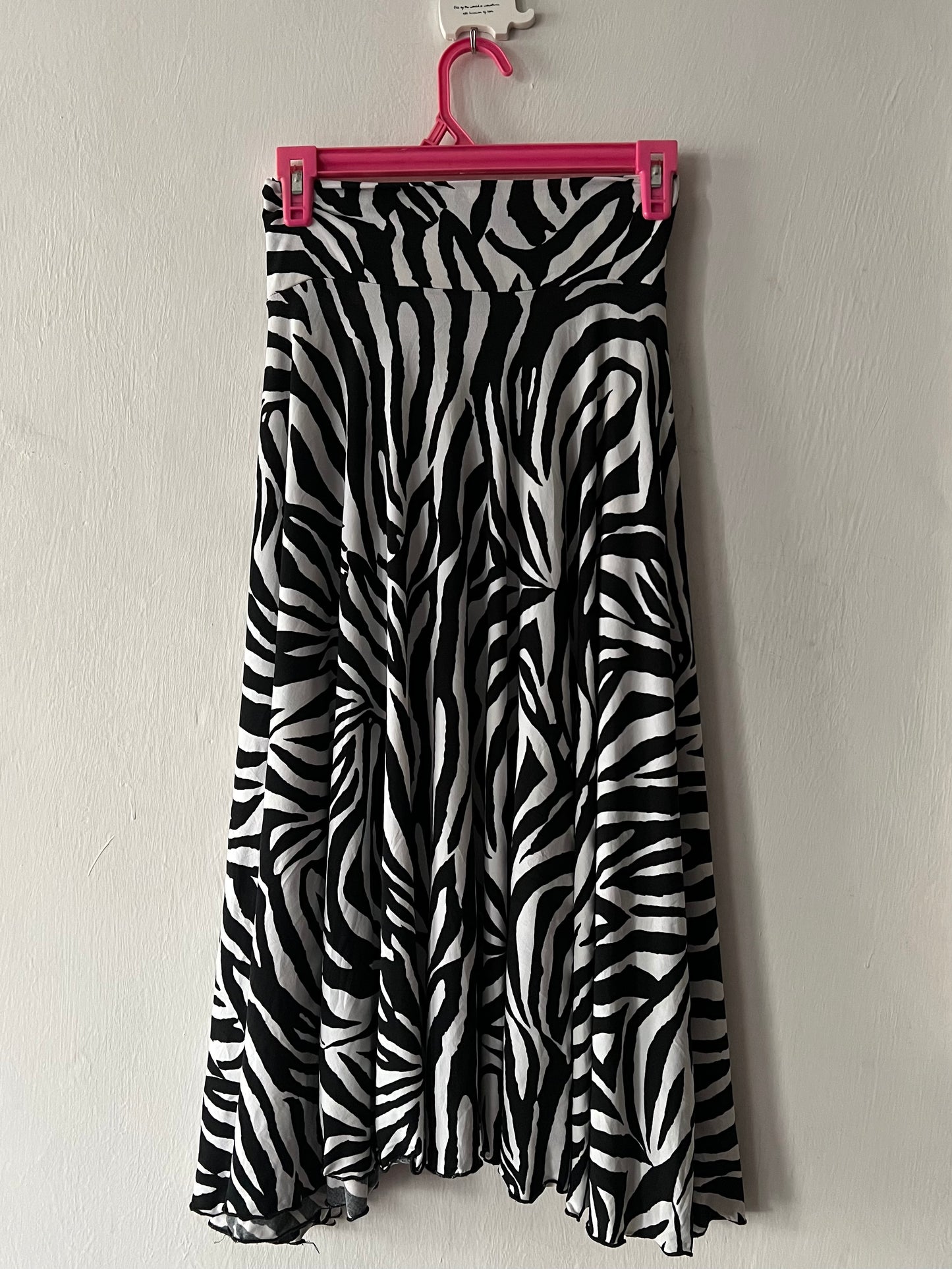 Zebra Print Slinky Midi Skirt